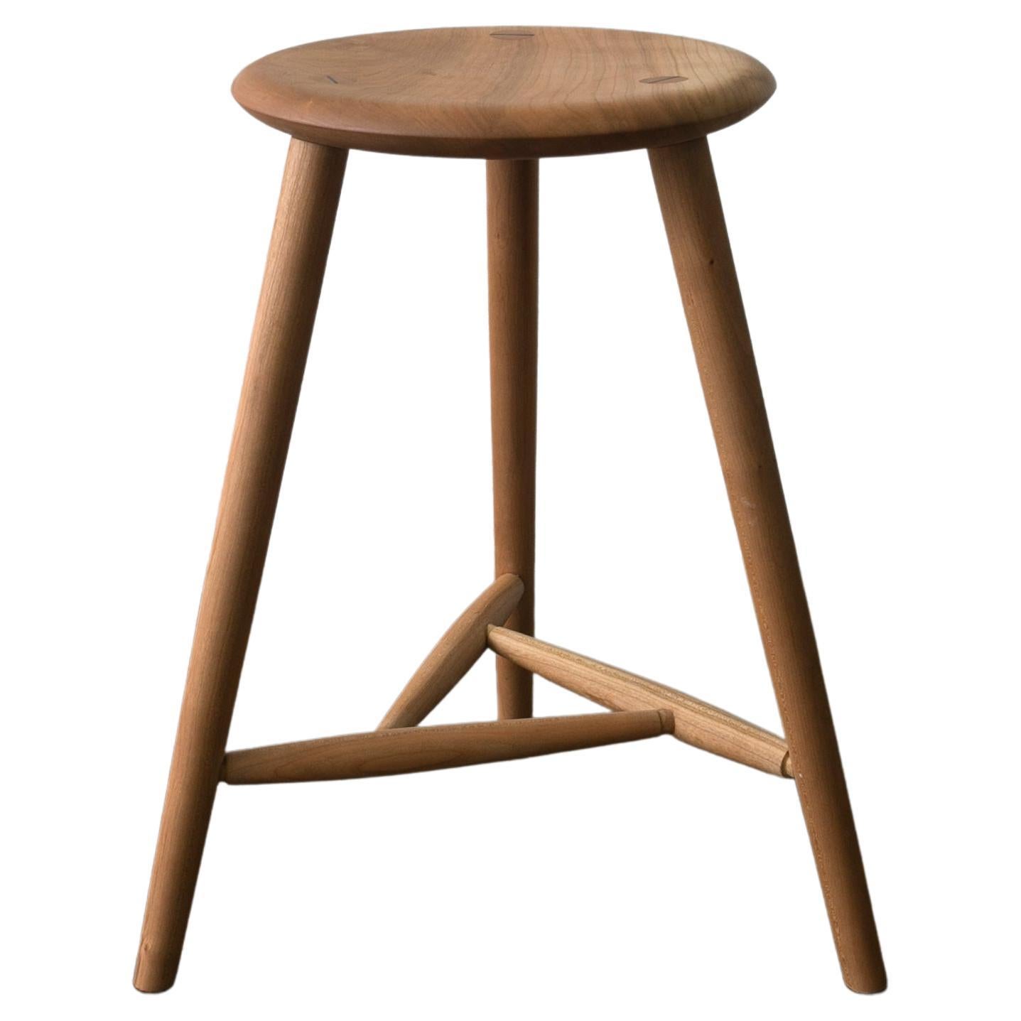 The Fuugs Yarrow 3 legged stool is designed for easy use and comfort. The hand sculpted seat provides a comfortable place to rest at a counter or a table. The stools’ legs are complemented by a self reinforcing triangle pattern of tenons, a theme