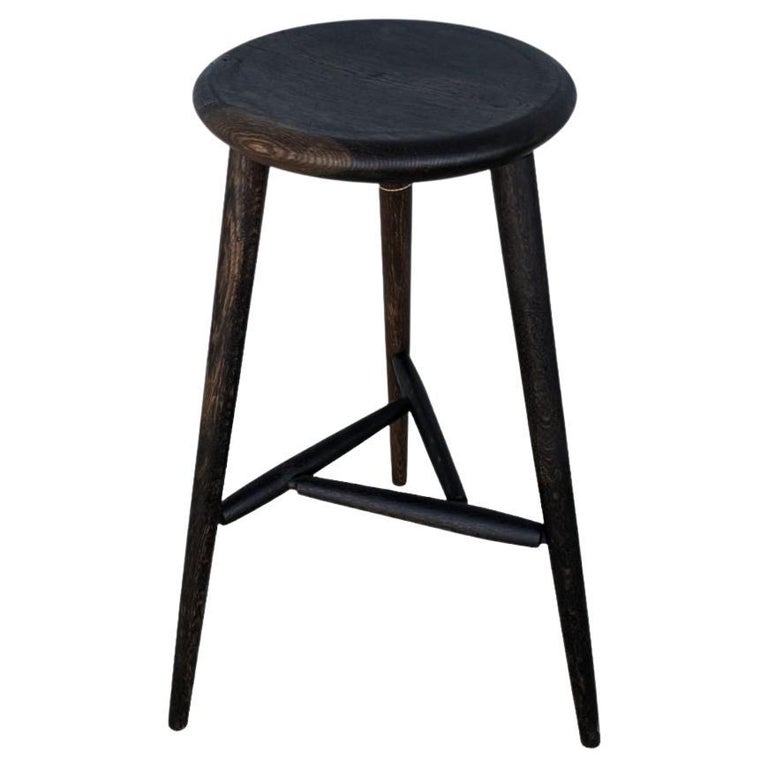 Yarrow 3 Legged Stool in Blackened Oak For Sale at 1stDibs