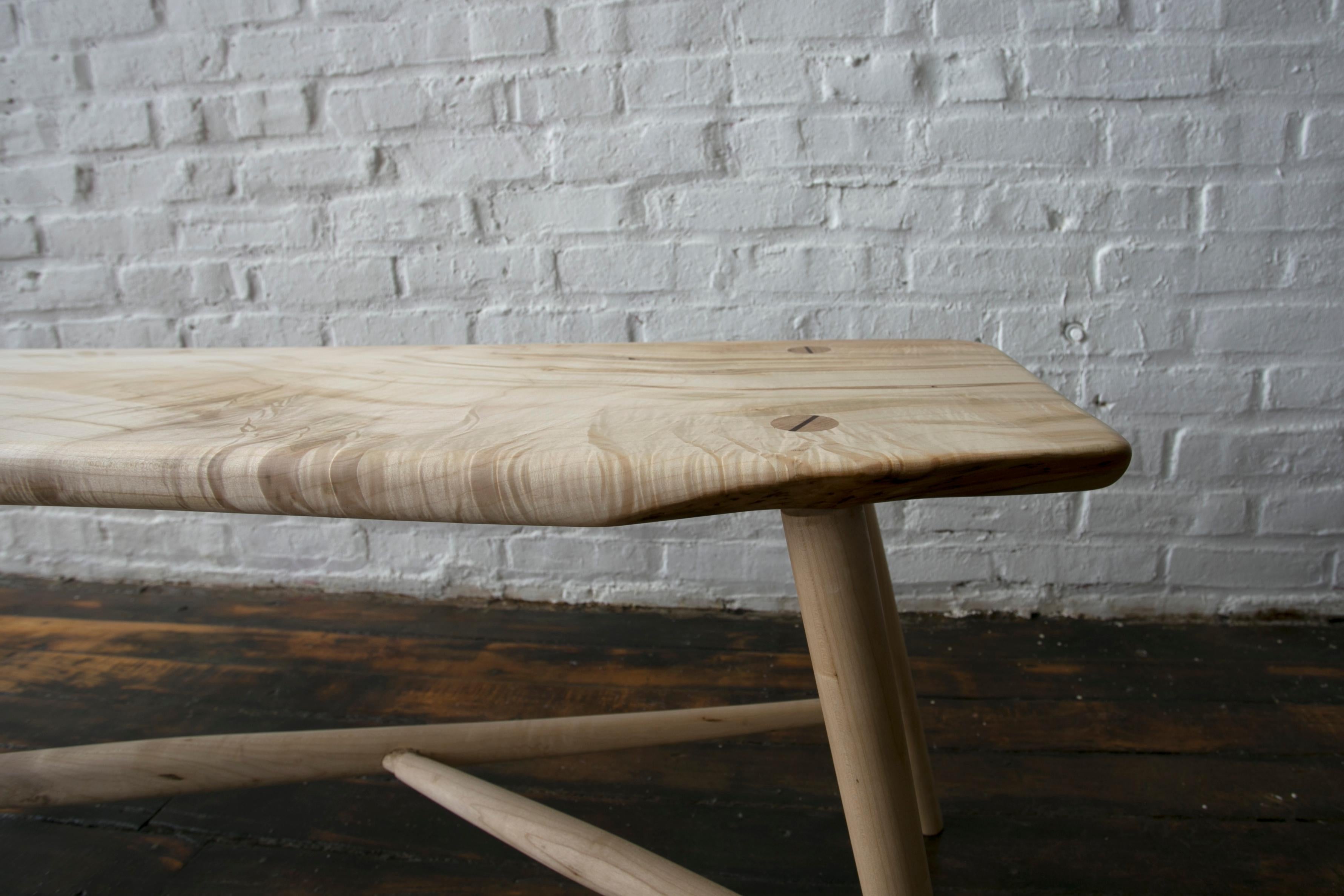 Blackened Yarrow Bench in Maple For Sale