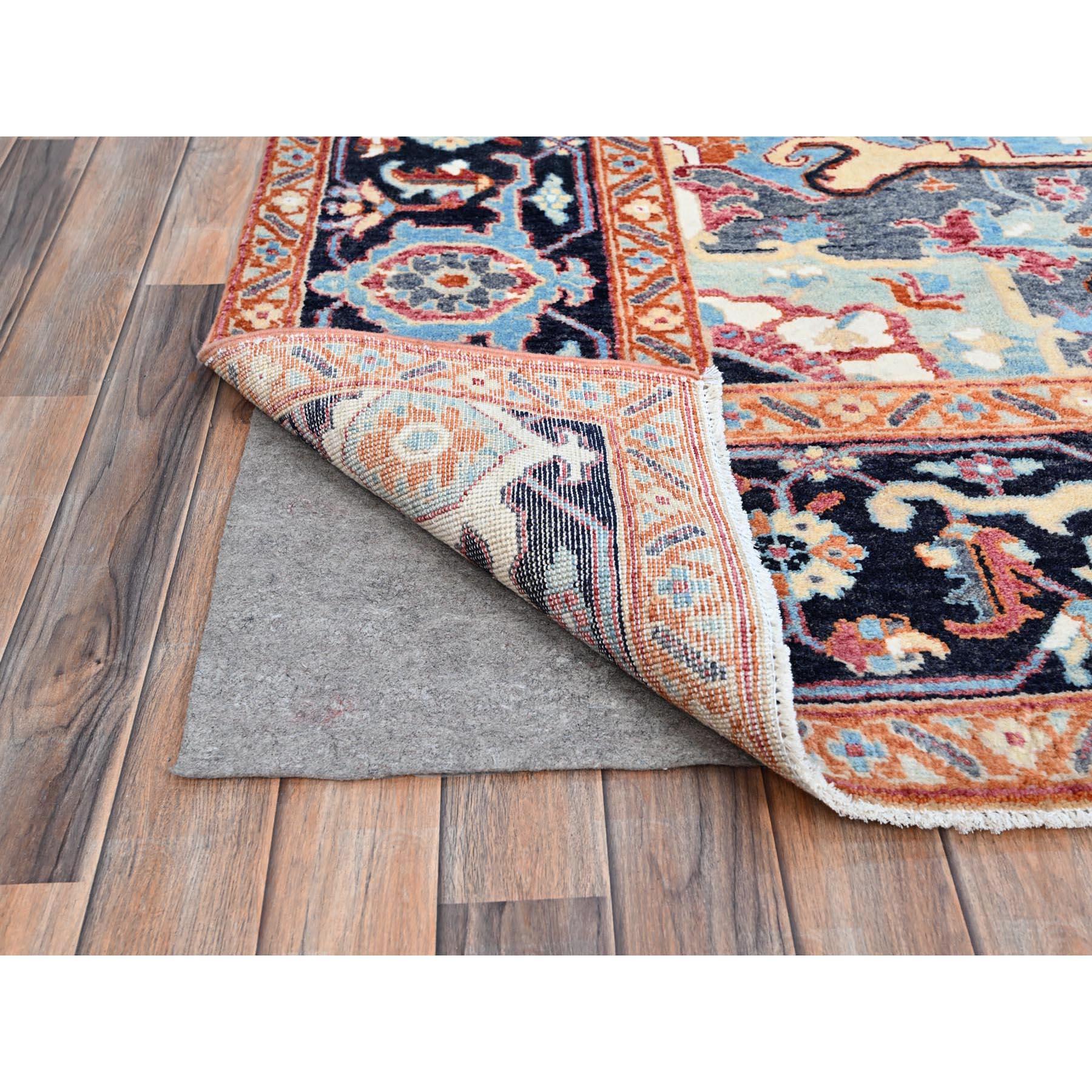 Yarrow Pink Serapi Heriz Wolle Handgeknüpfter orientalischer Teppich aus Denser Weave 9'2