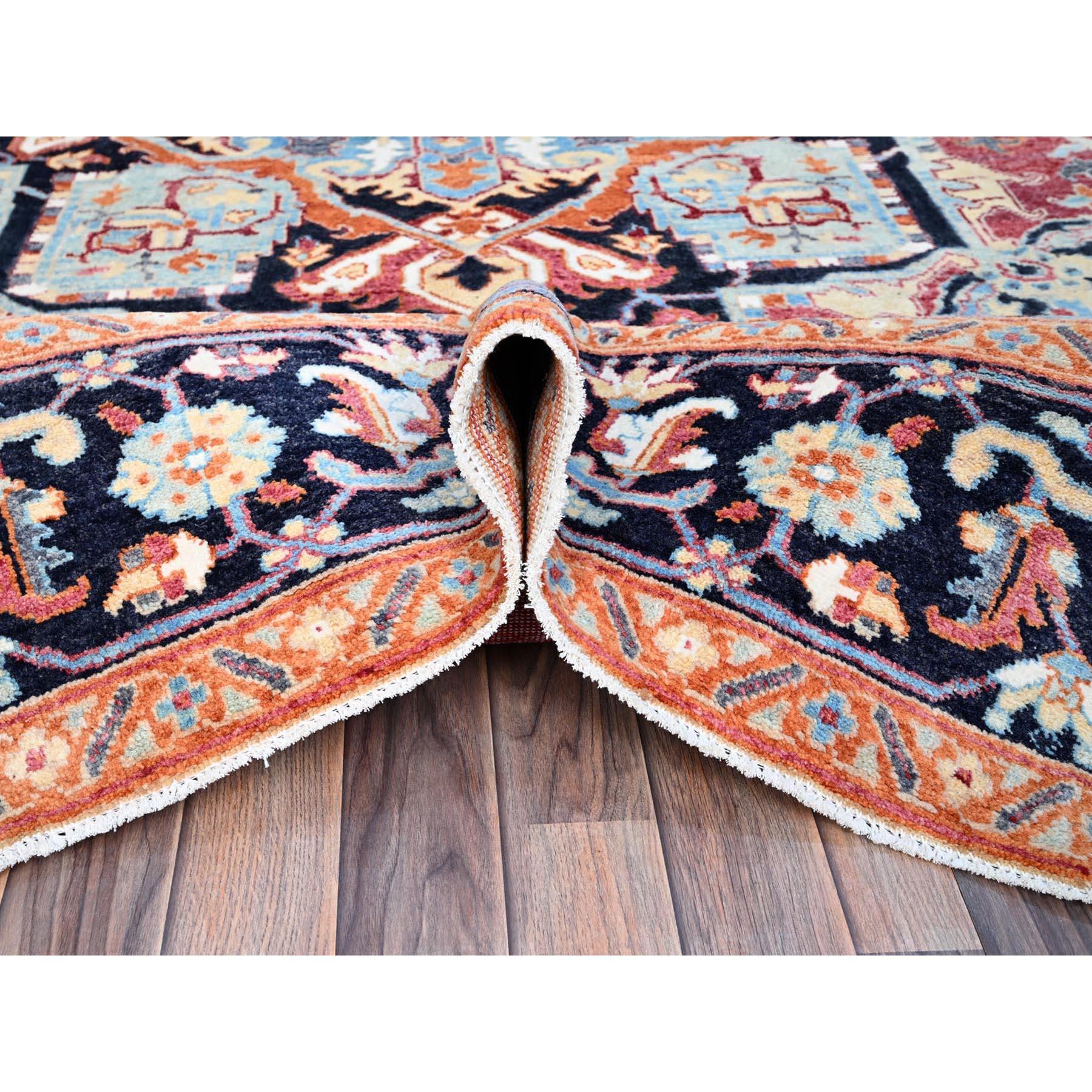 Yarrow Pink Serapi Heriz Wolle Handgeknüpfter orientalischer Teppich aus Denser Weave 9'2