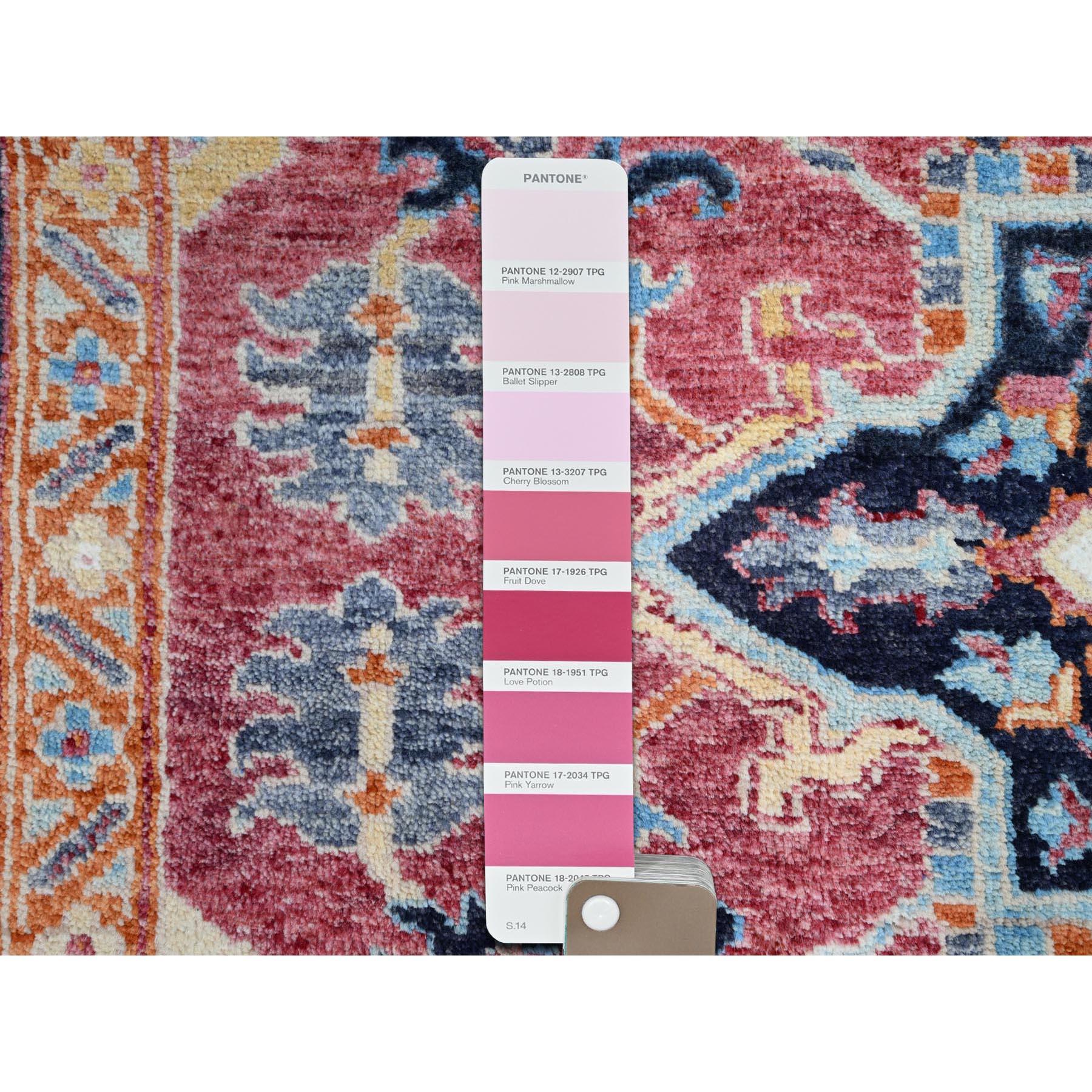 Yarrow Pink Serapi Heriz Wolle Handgeknüpfter orientalischer Teppich aus Denser Weave 9'2