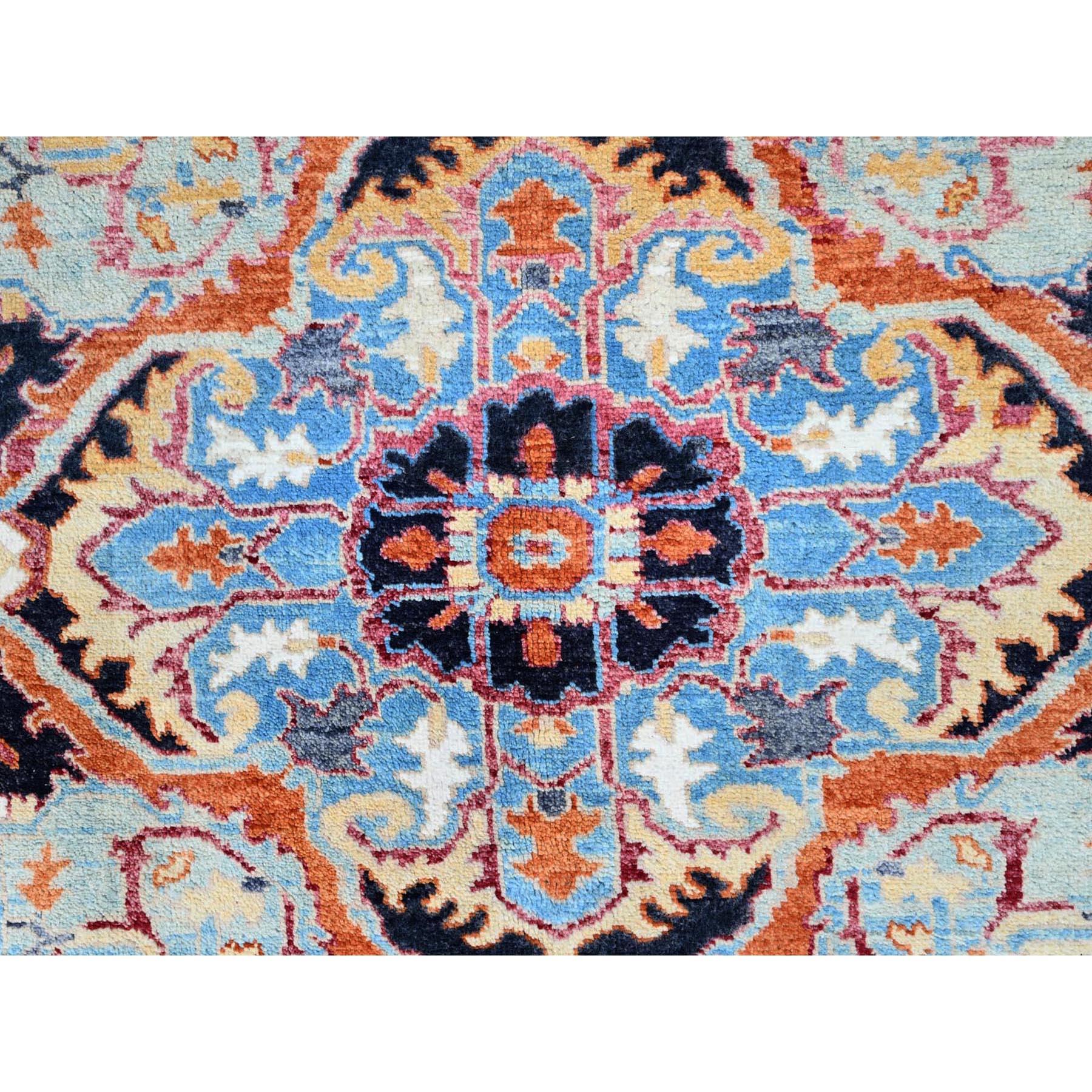 Yarrow Pink Serapi Heriz Wolle Handgeknüpfter orientalischer Teppich aus Denser Weave 9'2