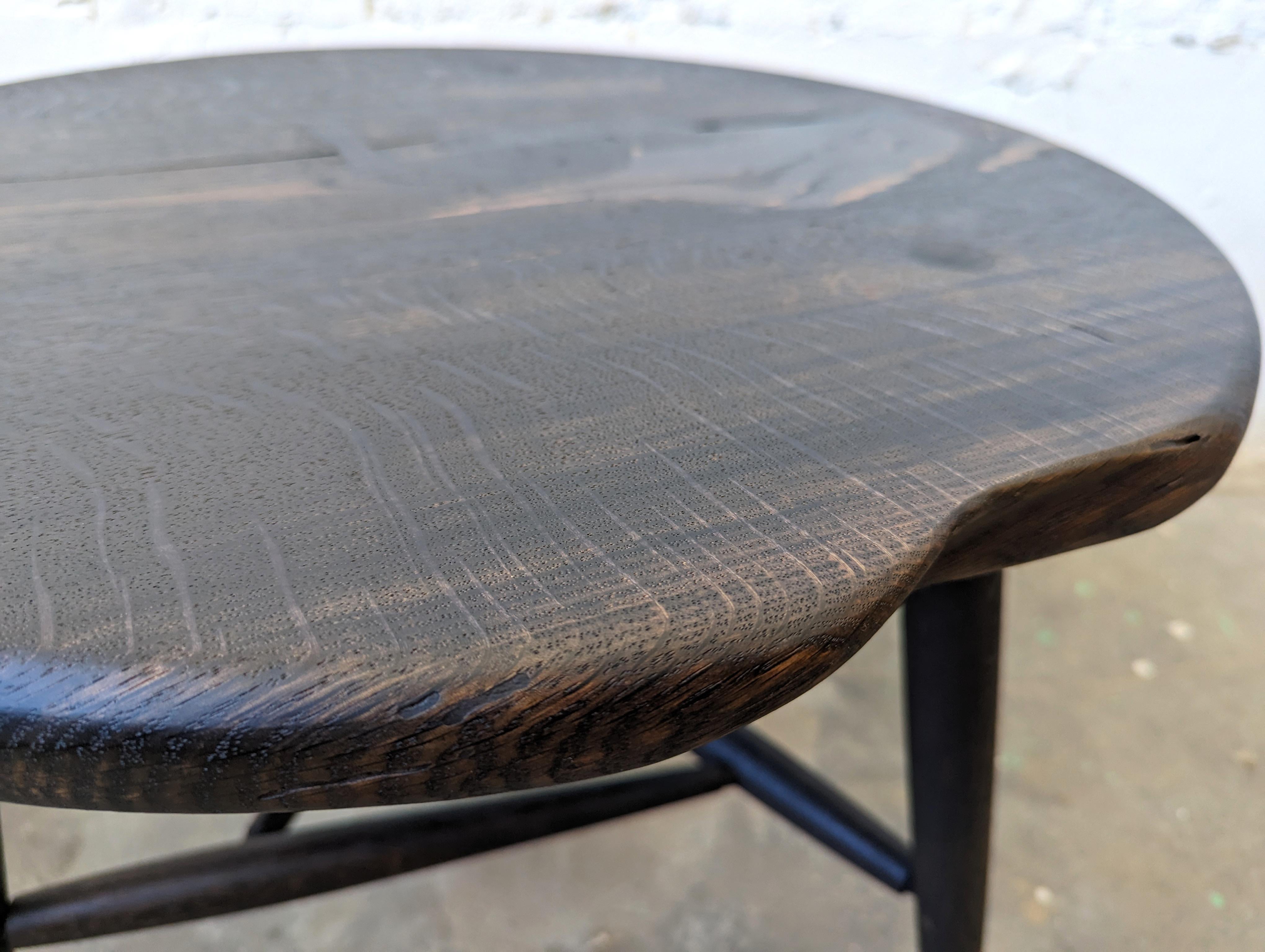 American Yarrow Round Coffee Table in Blackened Oak For Sale