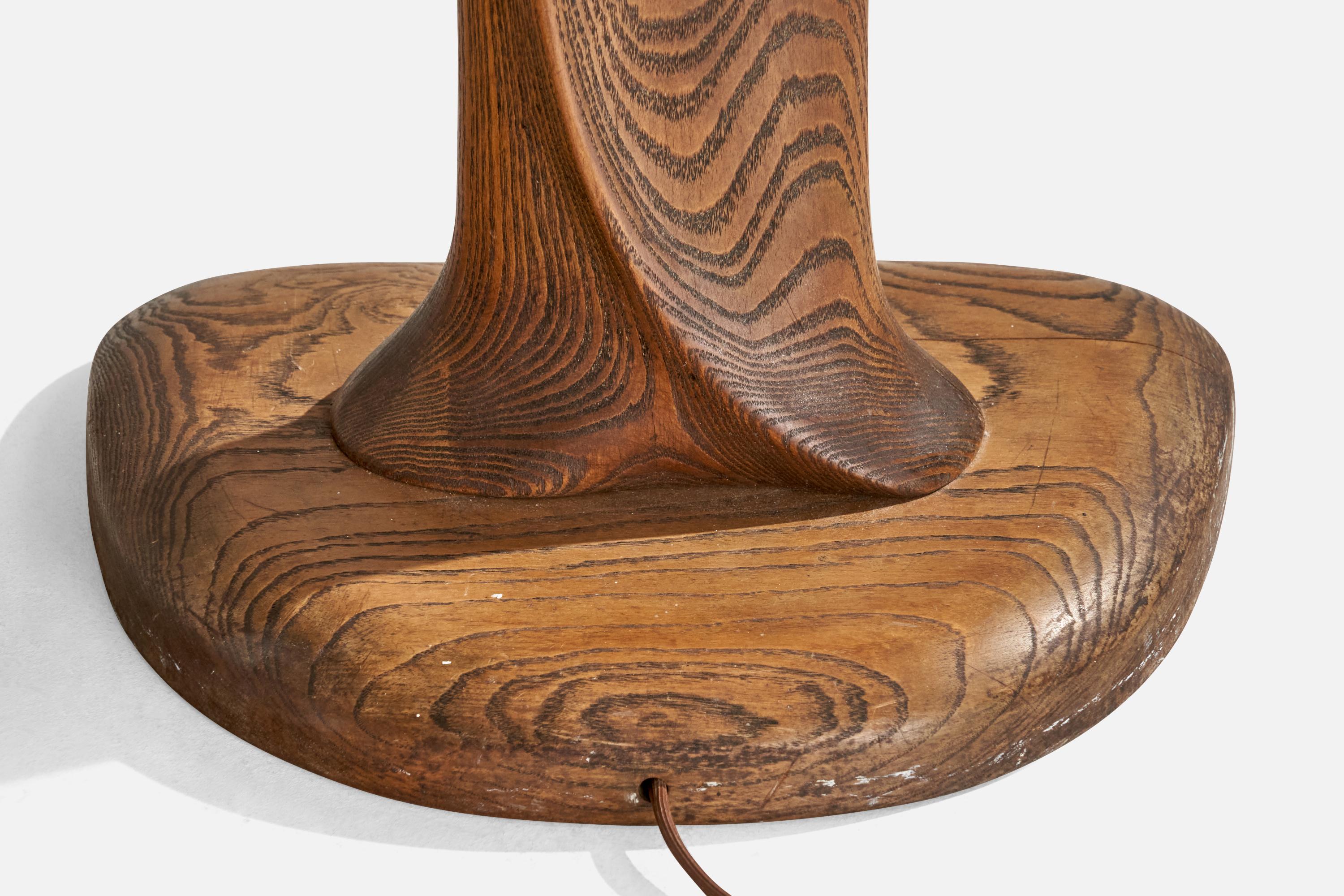 Yasha Heifetz Attribution, Floor Lamp, Oak, Fabric, USA, 1950s 4