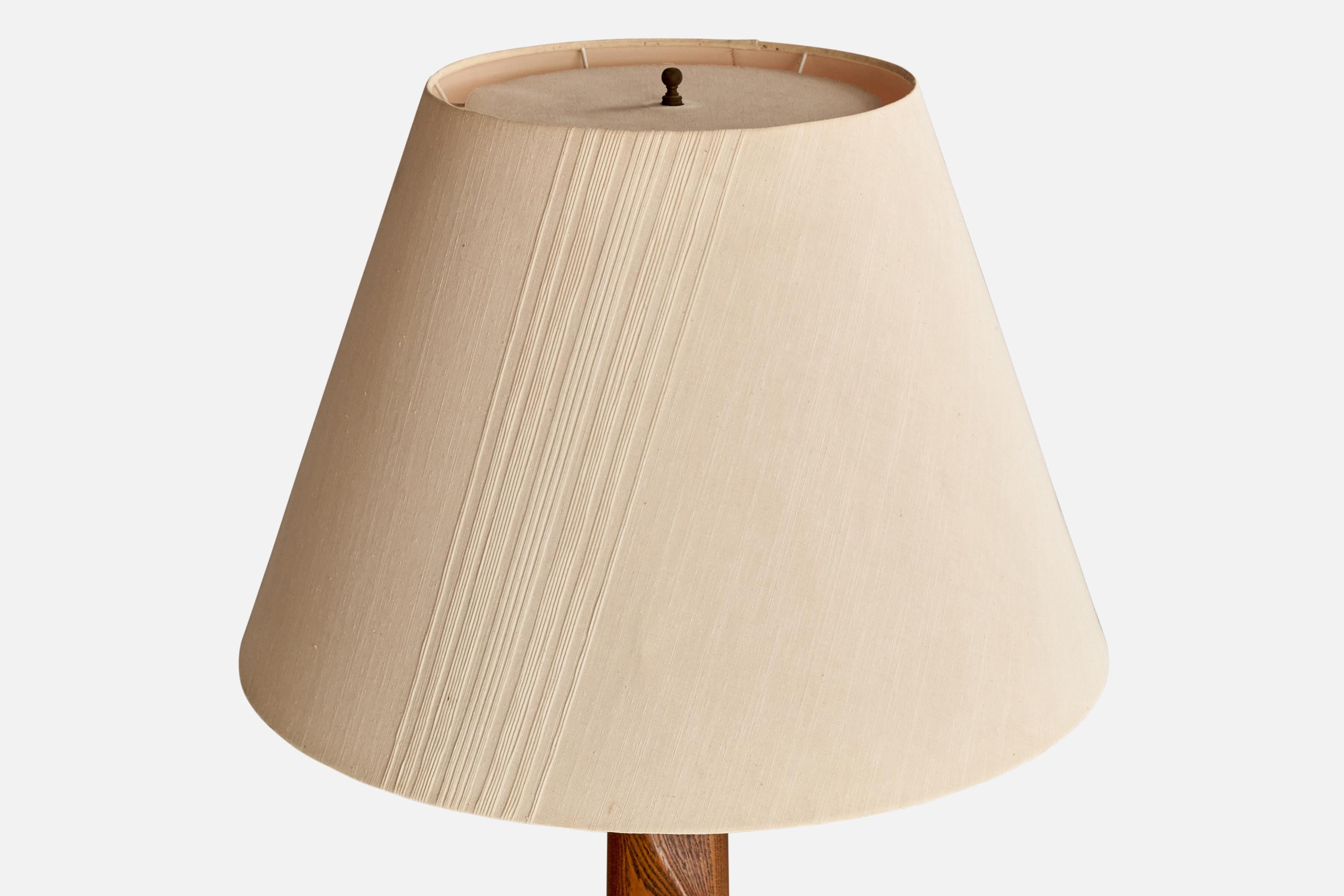 Yasha Heifetz Attribution, Floor Lamp, Oak, Fabric, USA, 1950s In Good Condition In High Point, NC