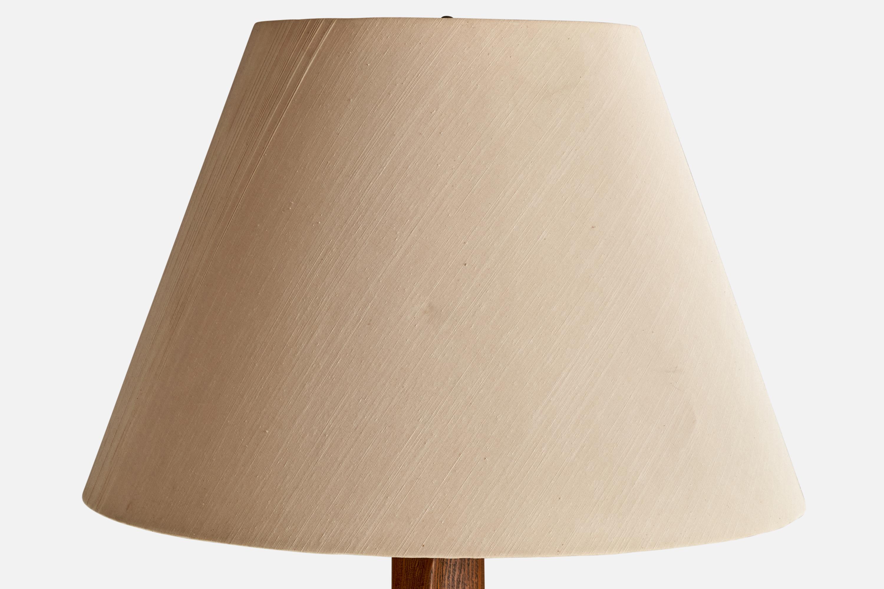 Mid-20th Century Yasha Heifetz Attribution, Floor Lamp, Oak, Fabric, USA, 1950s
