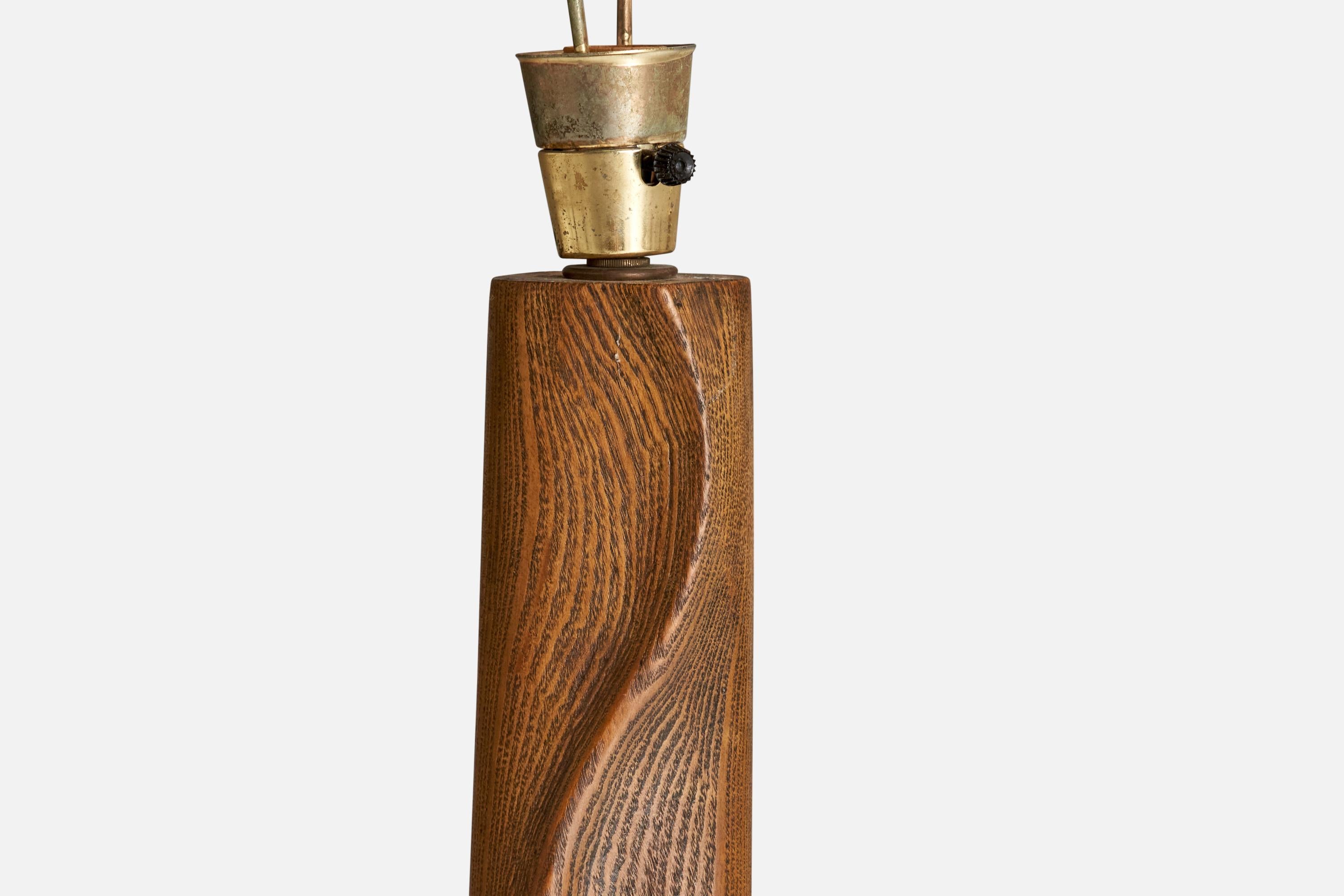 Yasha Heifetz Attribution, Floor Lamp, Oak, Fabric, USA, 1950s 1