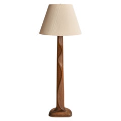 Yasha Heifetz Attribution, Floor Lamp, Oak, Fabric, USA, 1950s