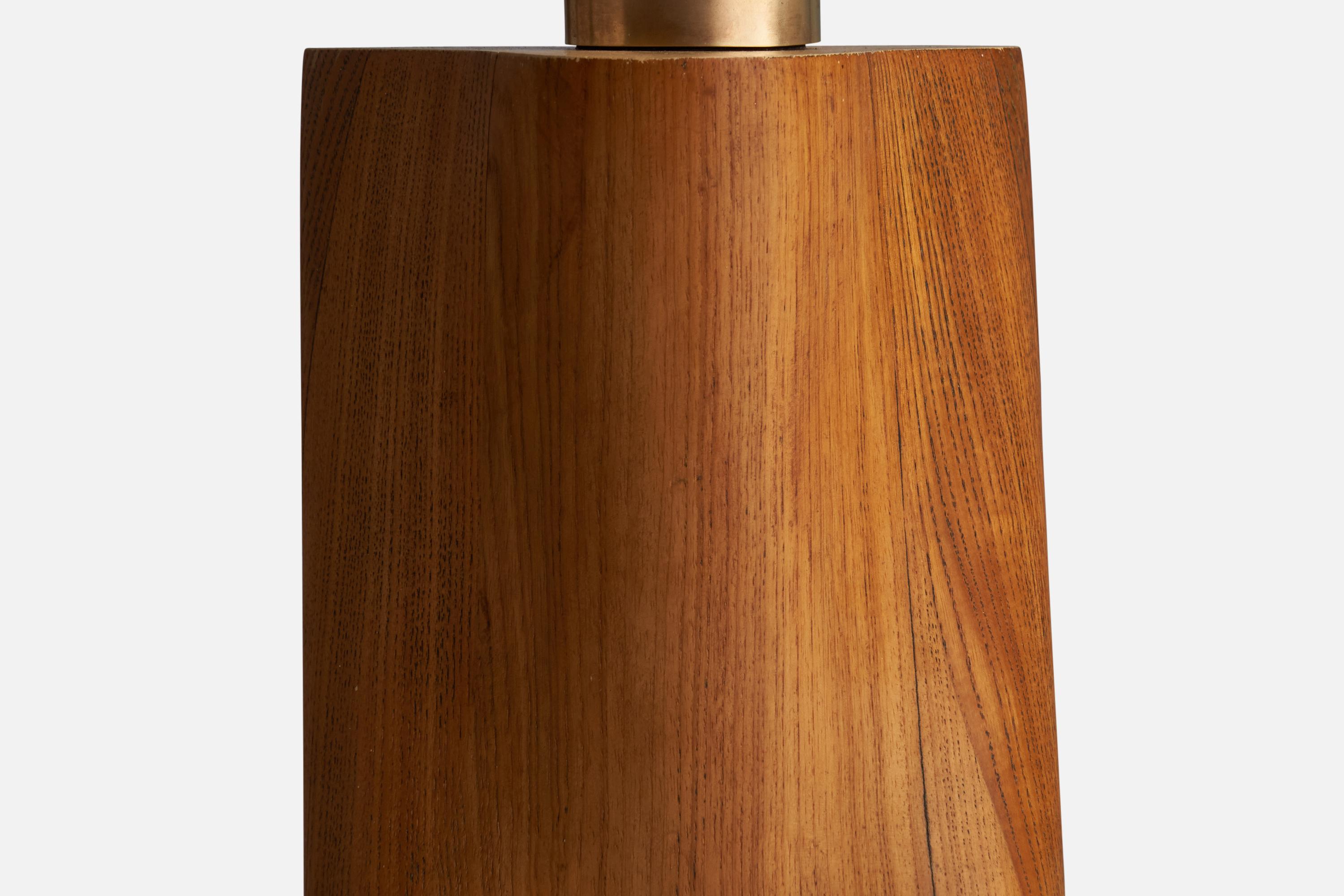 Yasha Heifetz Attribution, Table Lamp, Brass, Oak, USA, 1950s For Sale 2