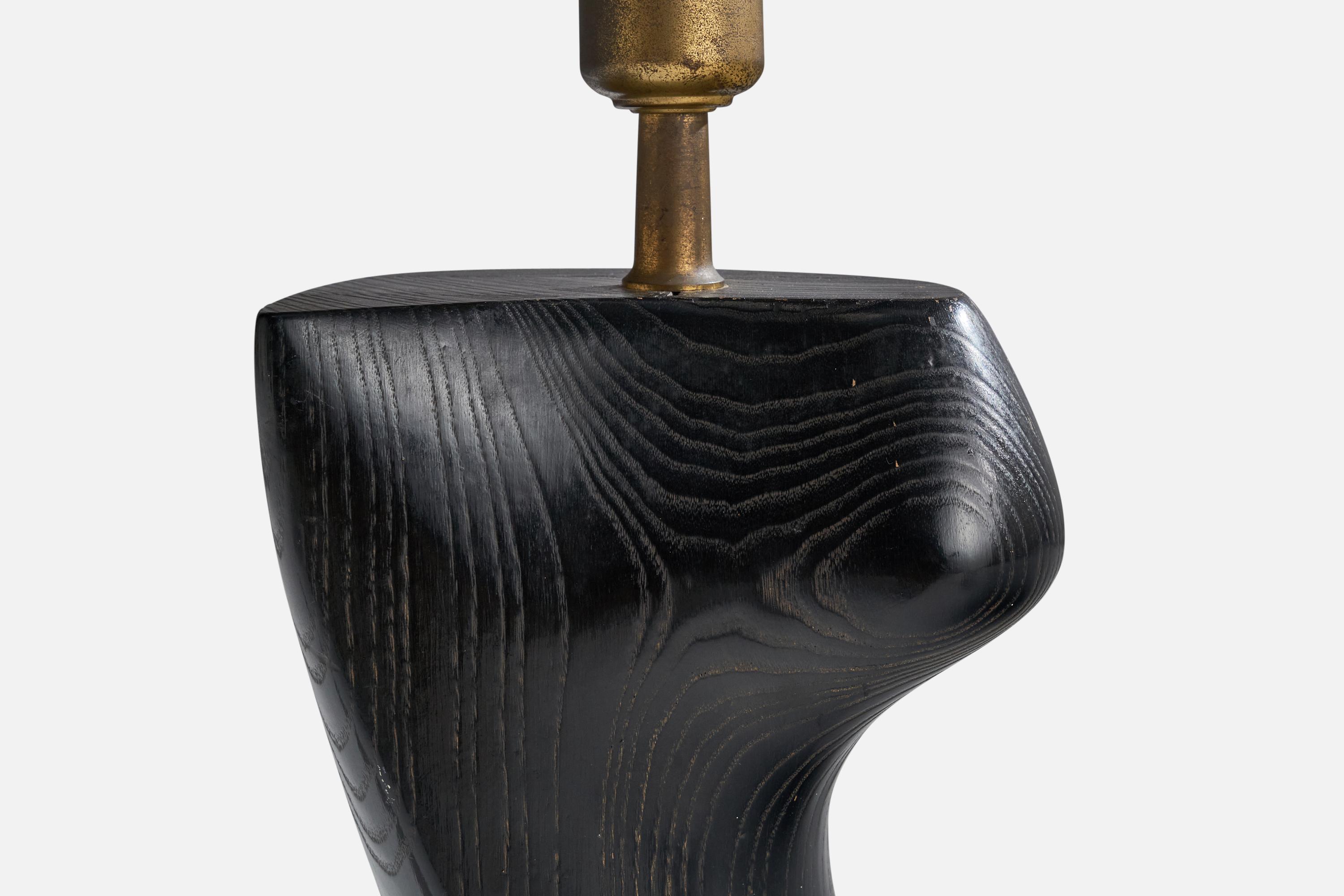 Mid-20th Century Yasha Heifetz Attribution, Table Lamp, Oak, USA, 1950s For Sale