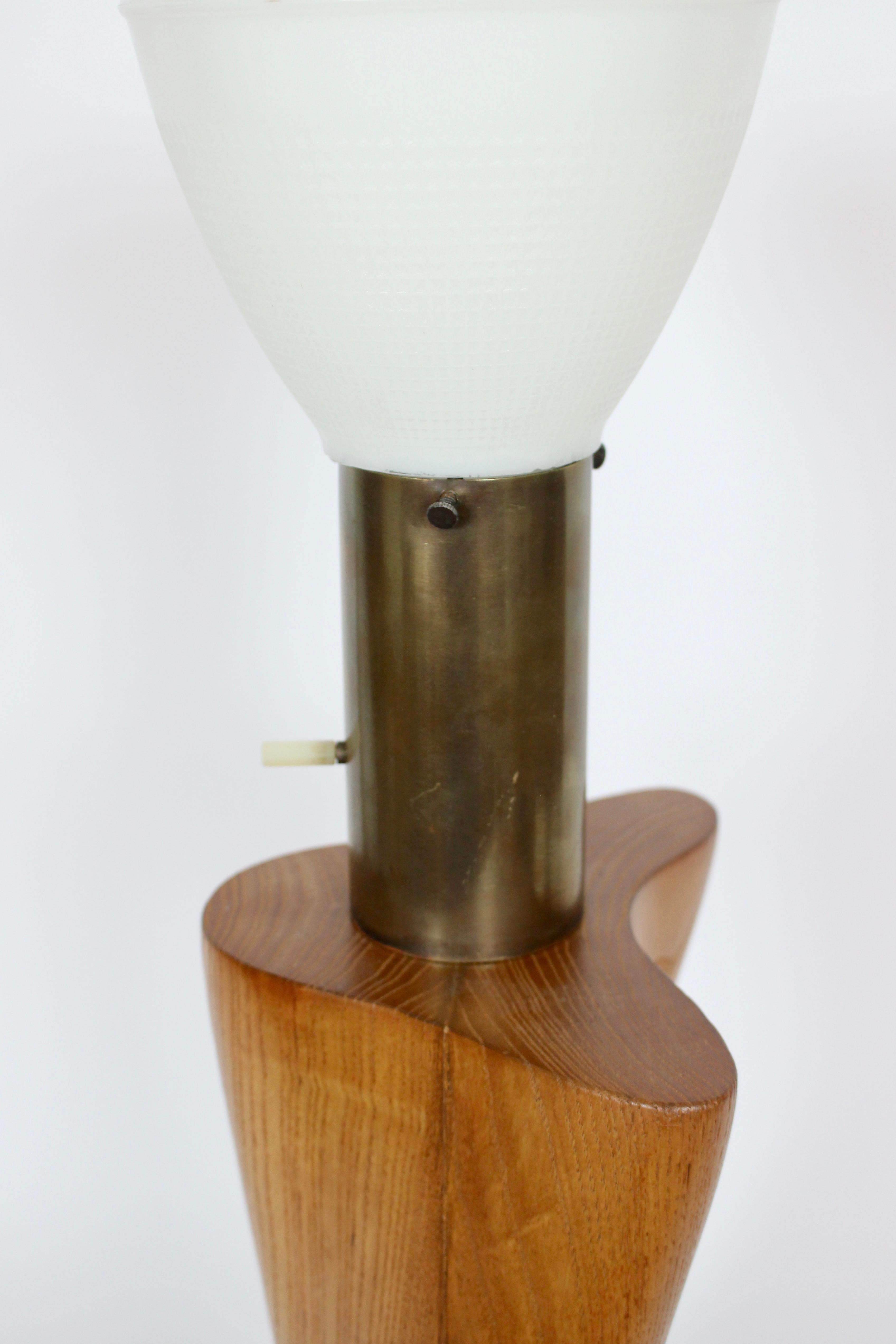 Yasha Heifetz Biomorphic Ash Table Lamp with Milk Glass Shade, 1940s For Sale 8