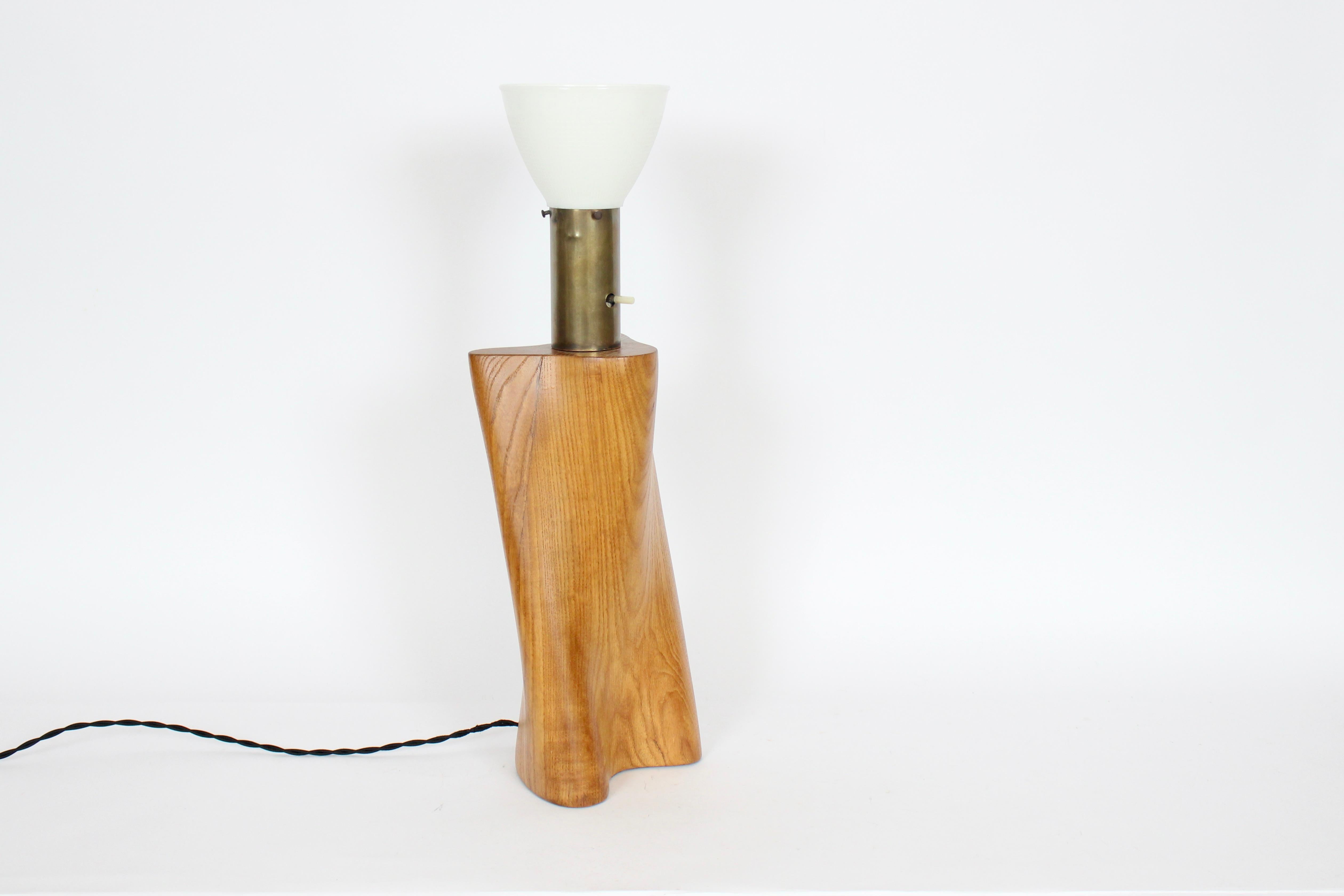Mid-Century Modern Yasha Heifetz Biomorphic Ash Table Lamp with Milk Glass Shade, 1940s For Sale