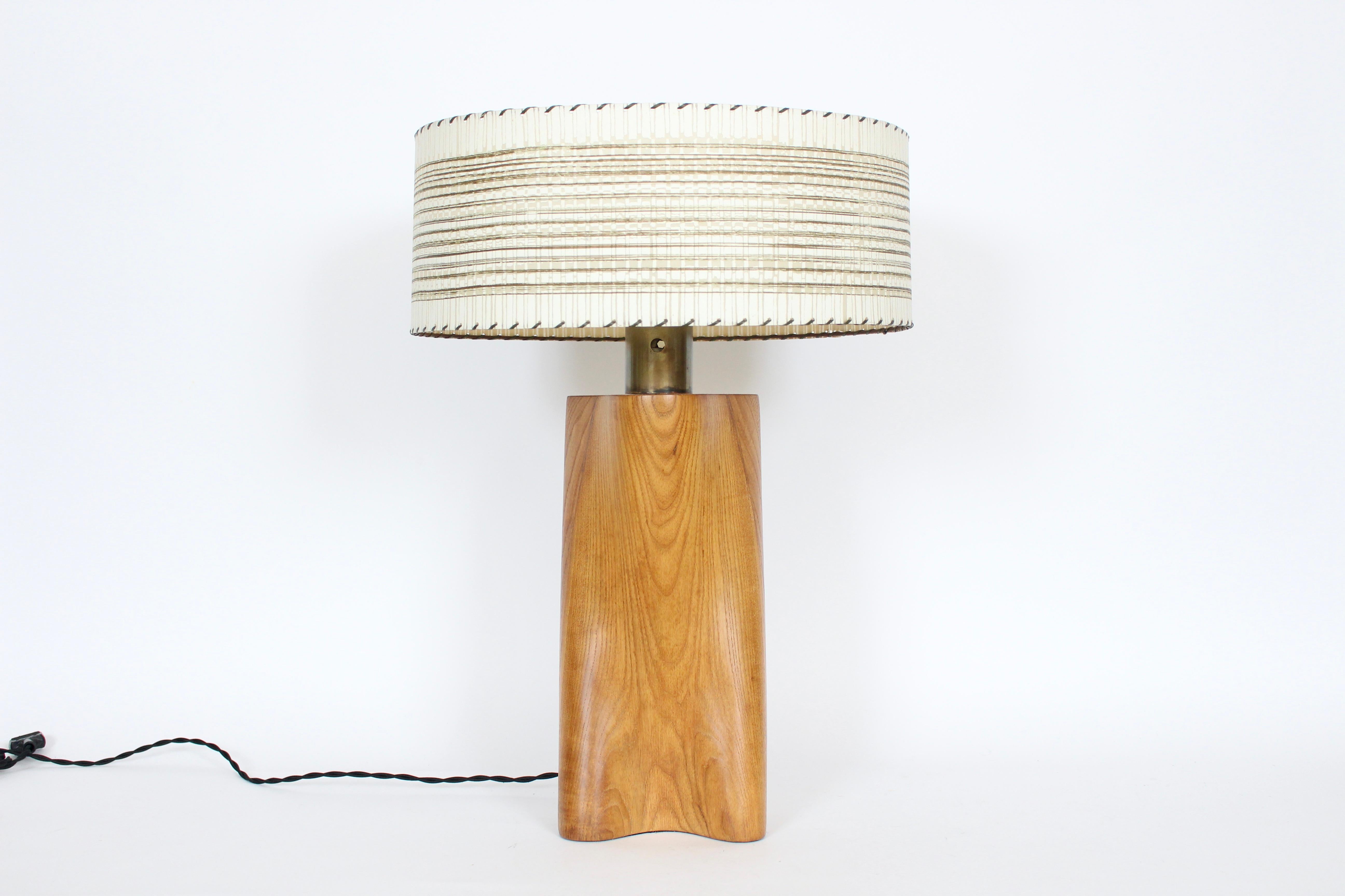 Yasha Heifetz Biomorphic Ash Table Lamp with Milk Glass Shade, 1940s In Good Condition For Sale In Bainbridge, NY