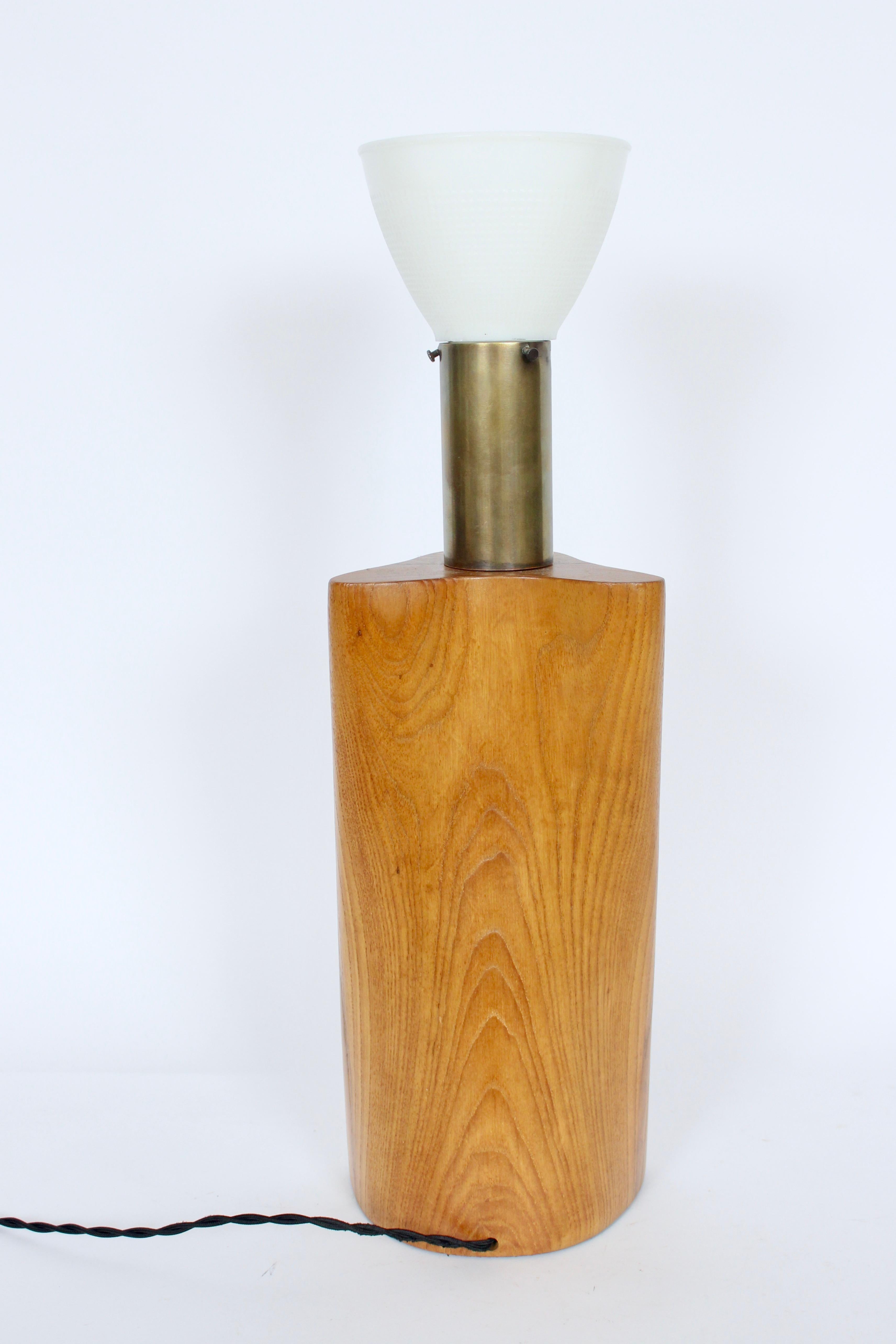 Brass Yasha Heifetz Biomorphic Ash Table Lamp with Milk Glass Shade, 1940s For Sale