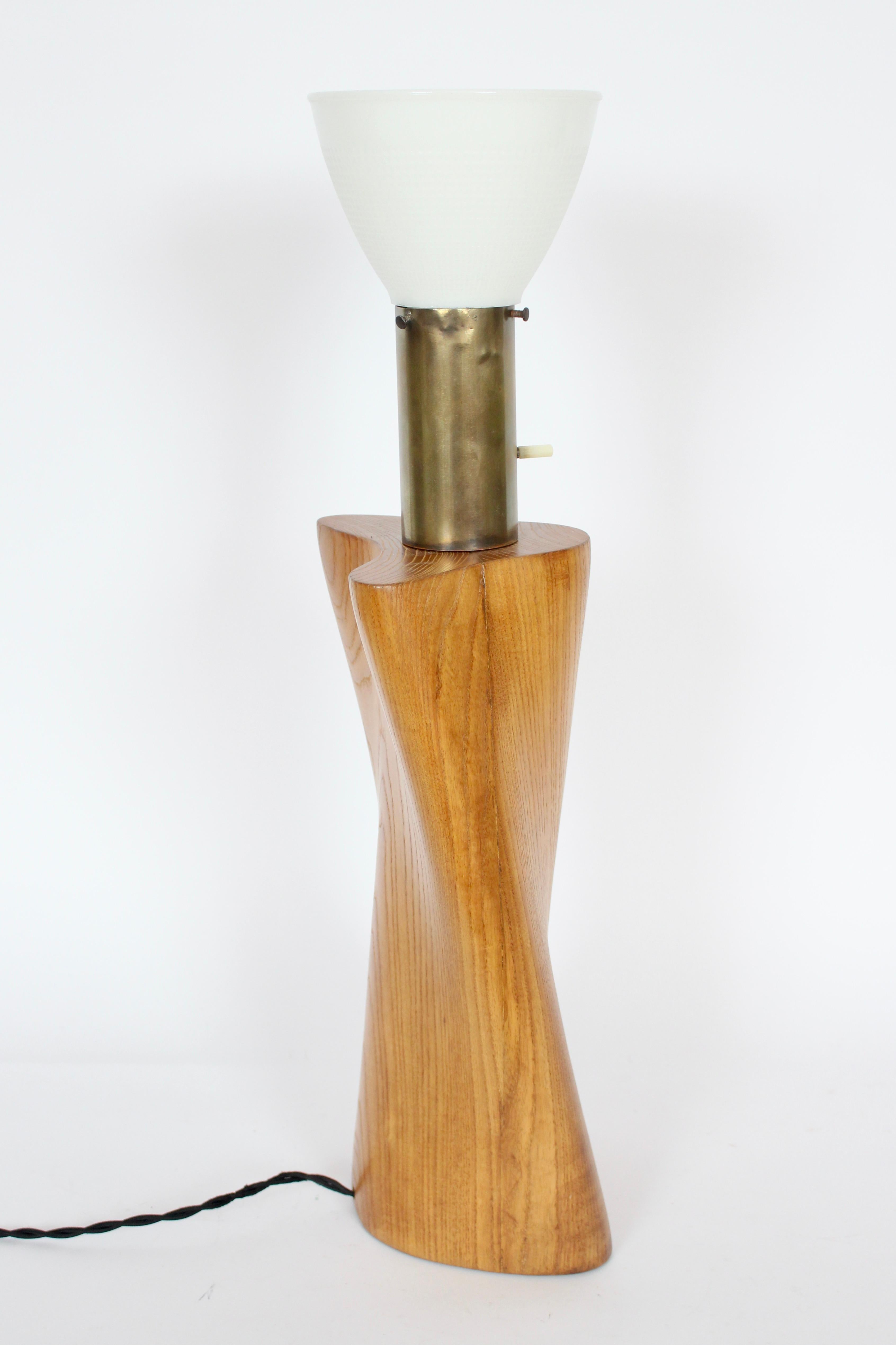 Yasha Heifetz Biomorphic Ash Table Lamp with Milk Glass Shade, 1940s For Sale 1