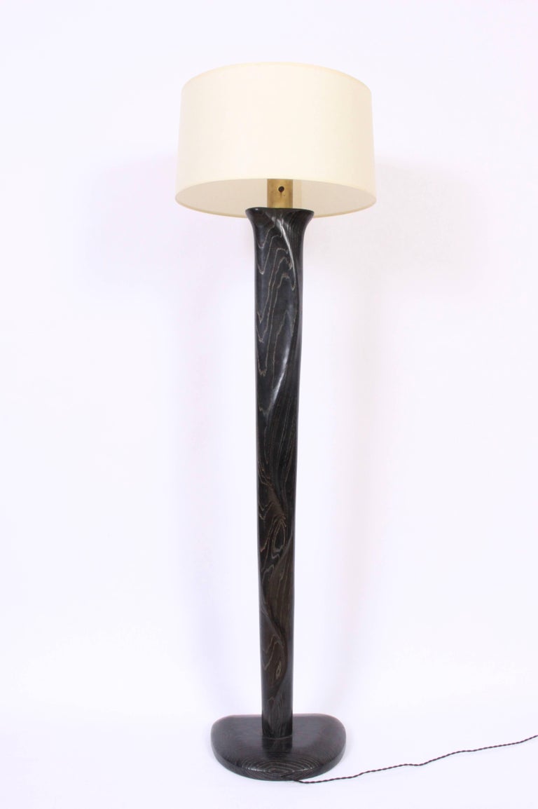 Yasha Heifetz Black Cerused Oak Reading Floor Lamp Circa 1950