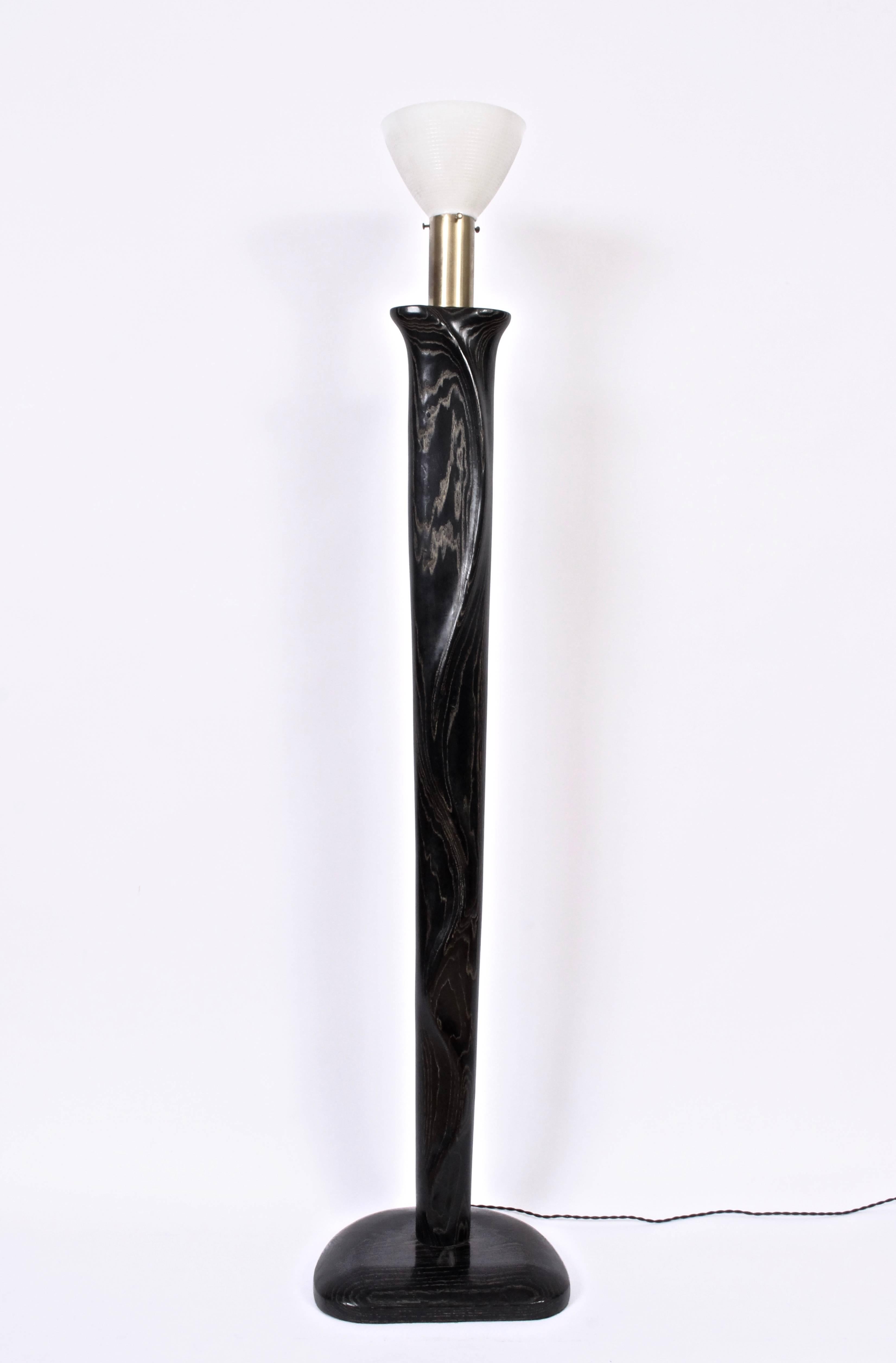 Mid-Century Modern Yasha Heifetz Black Cerused Oak Reading Floor Lamp, circa 1950