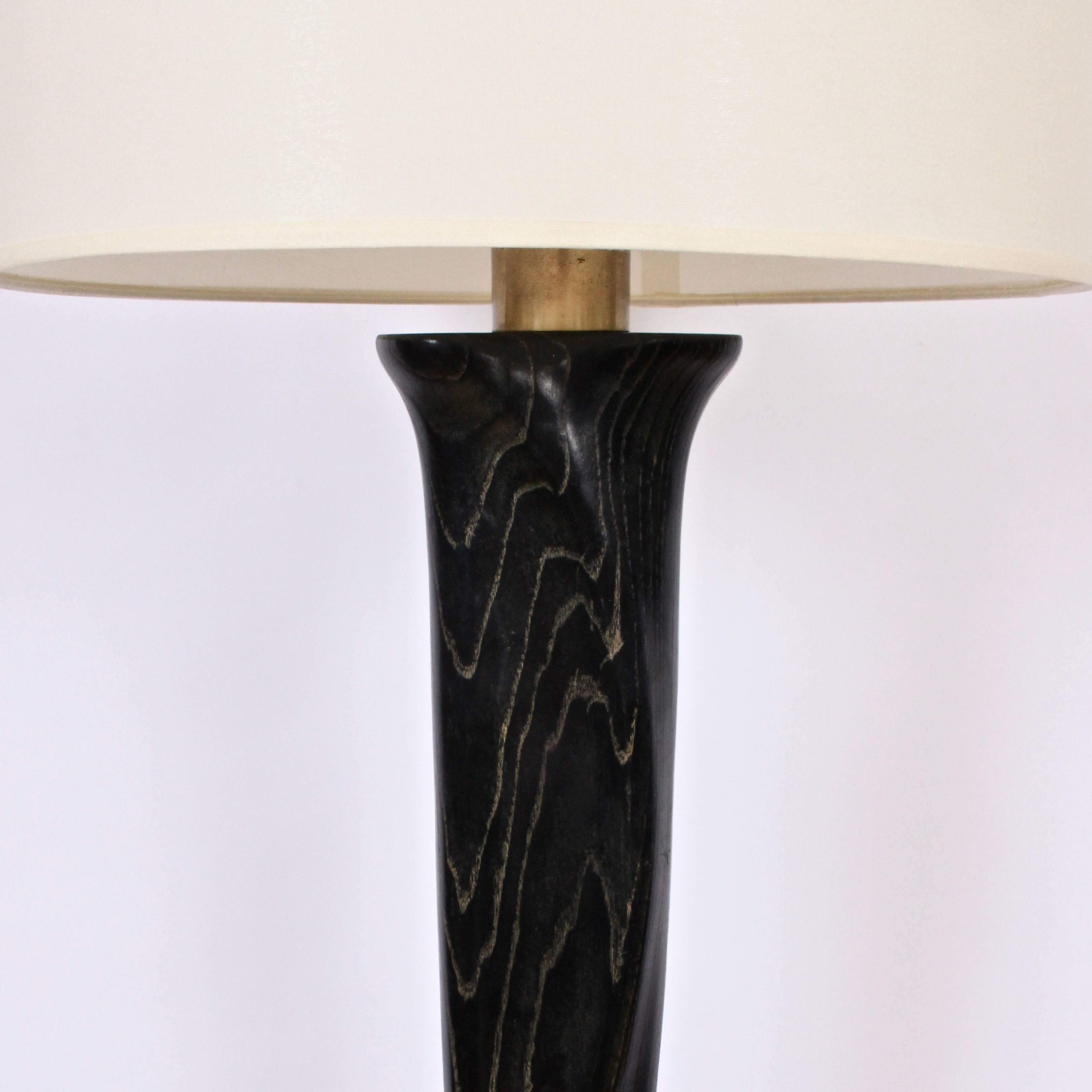 American Yasha Heifetz Black Cerused Oak Reading Floor Lamp, circa 1950