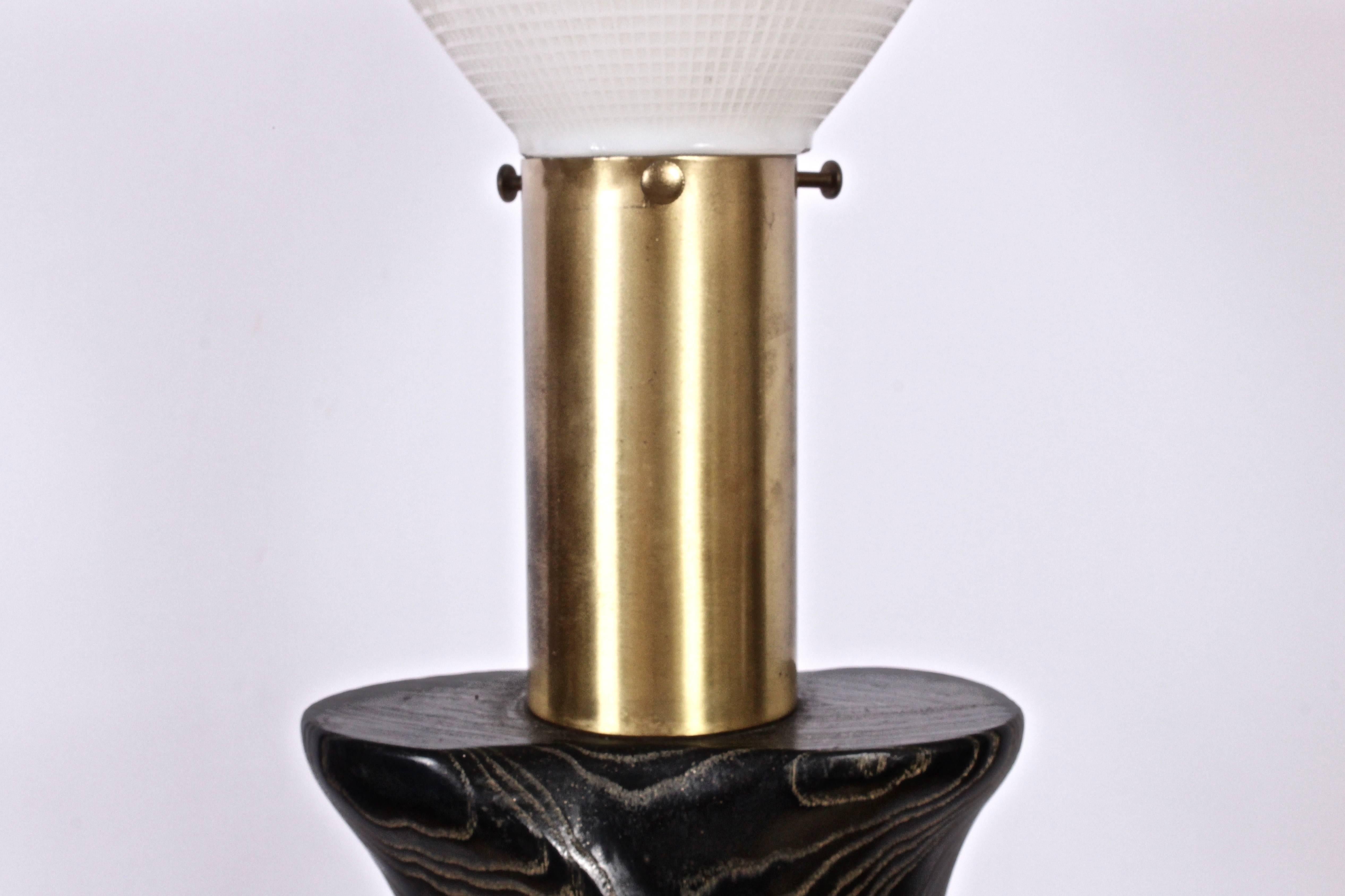 Mid-20th Century Yasha Heifetz Black Cerused Oak Reading Floor Lamp, circa 1950