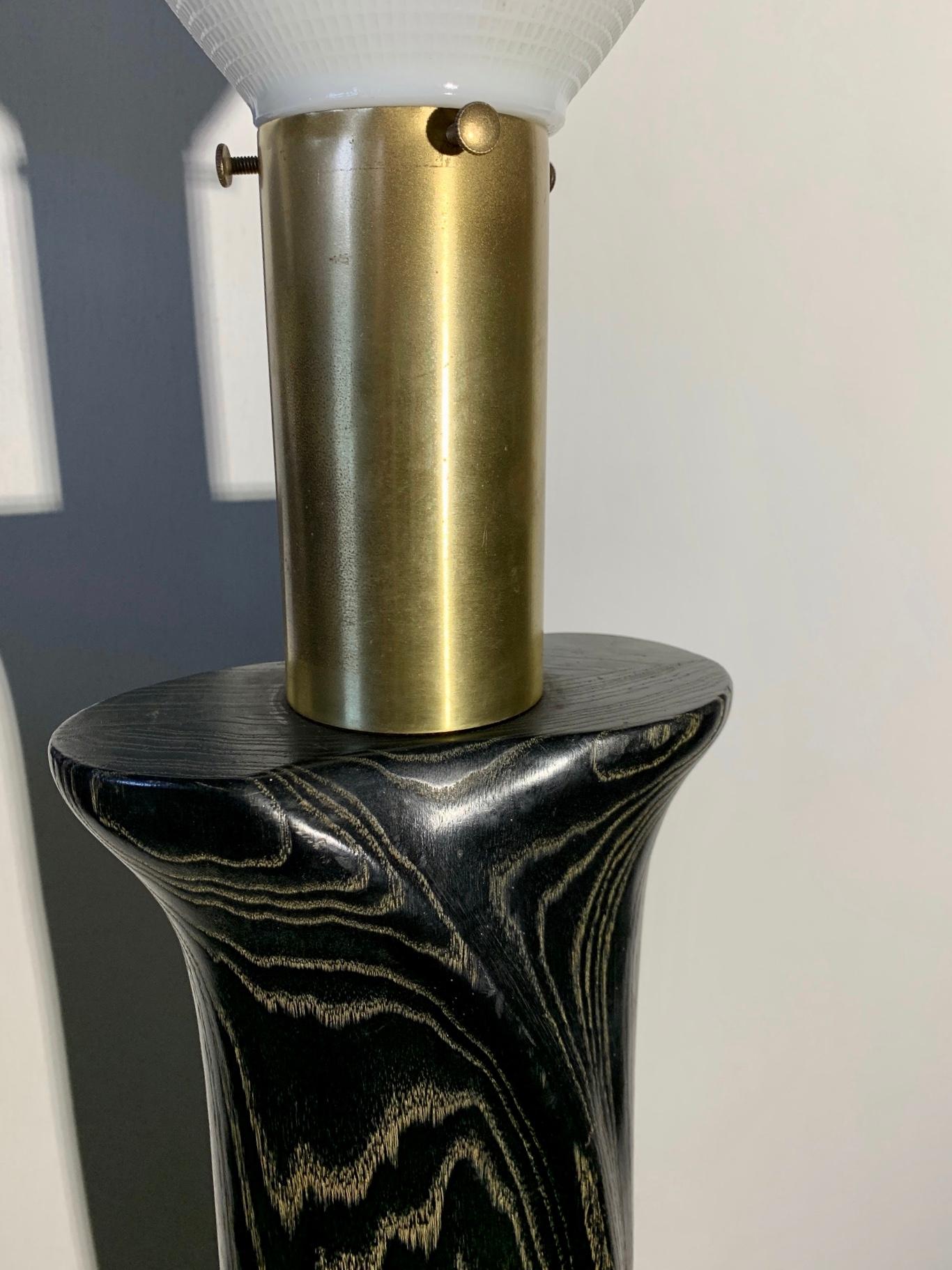 Yasha Heifetz Black Cerused Oak Reading Floor Lamp, circa 1950 In Good Condition In Bainbridge, NY