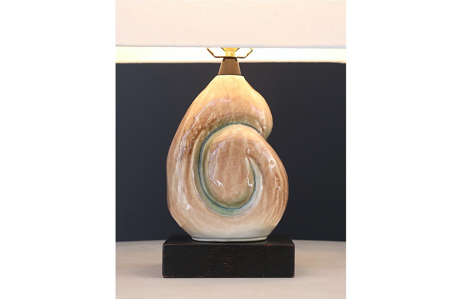 Mid-20th Century Yasha Heifetz Ceramic Nautilus Shell Table Lamps