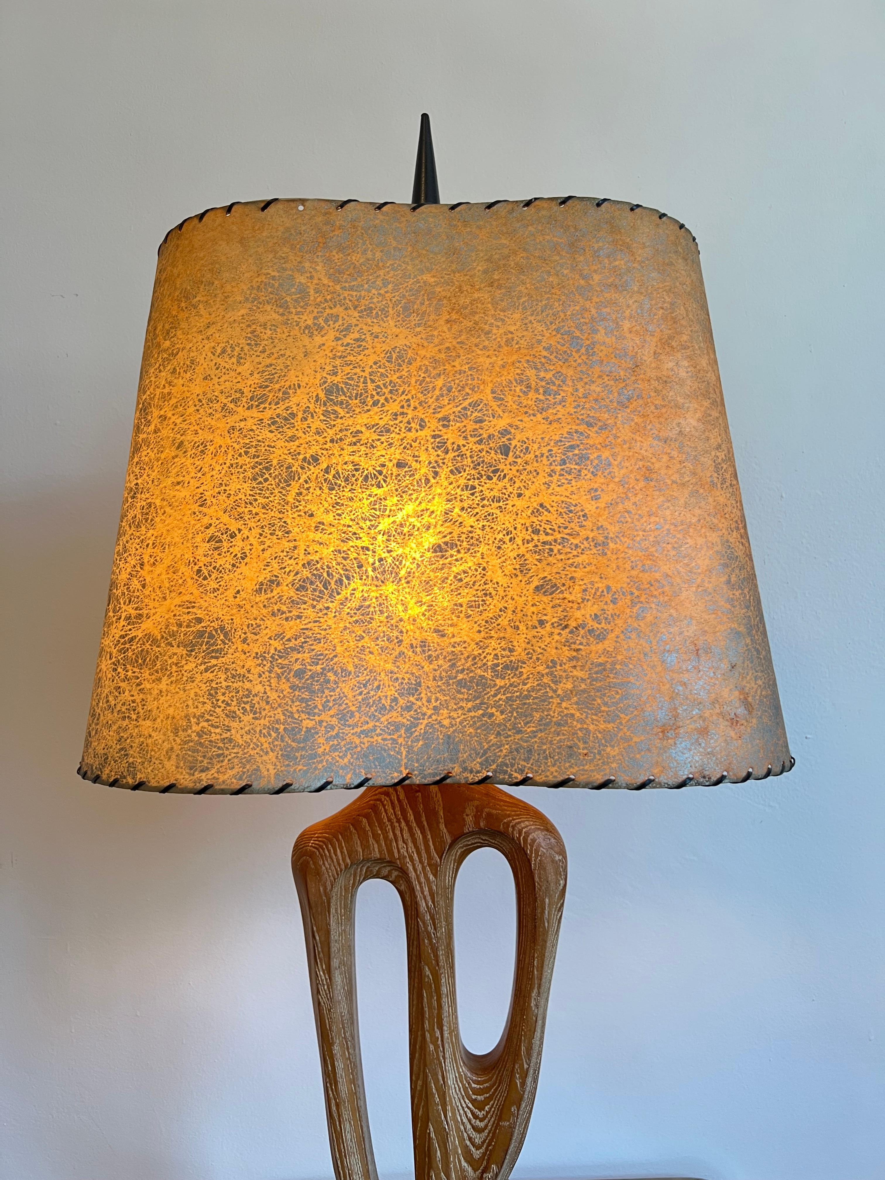 American Yasha Heifetz Cerused Oak Sculptural Table Lamp For Sale