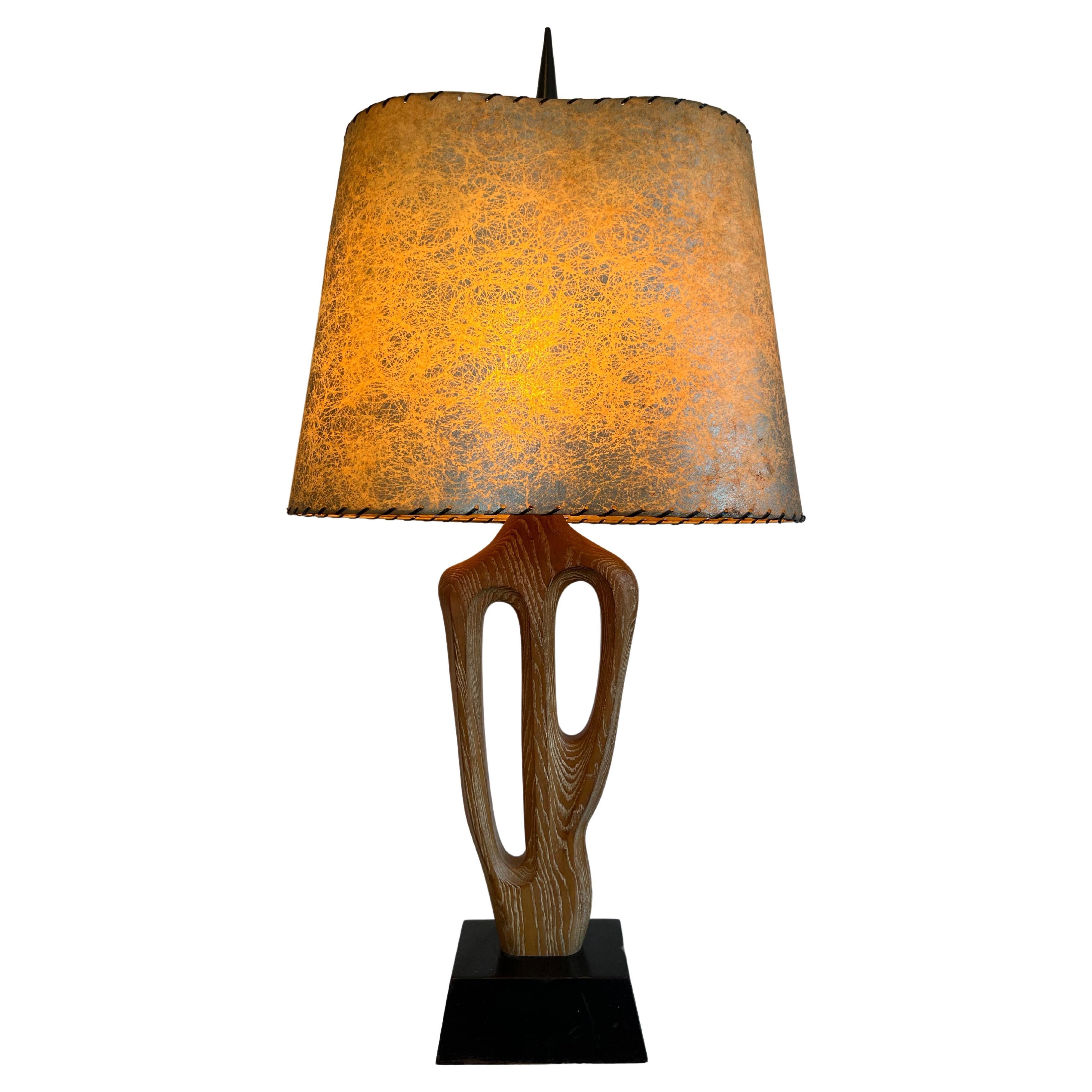 Lampe de bureau sculpturale en chêne cérusé Yasha Heifetz en vente
