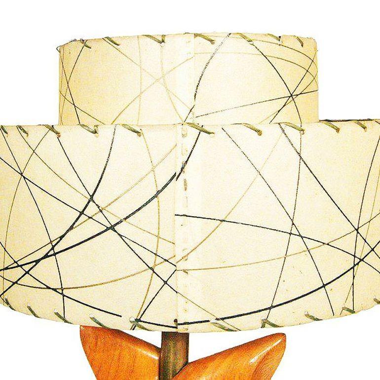Yasha Heifetz Lámparas de mesa de forma libre de roble y latón, Pareja en Excelente estado para la venta en Van Nuys, CA
