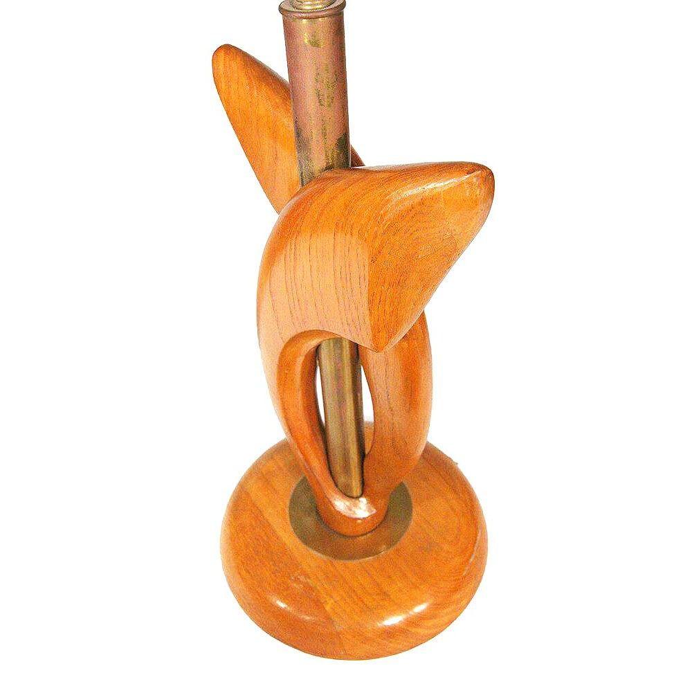 Yasha Heifetz Lámparas de mesa de forma libre de roble y latón, Pareja mediados del siglo XX en venta
