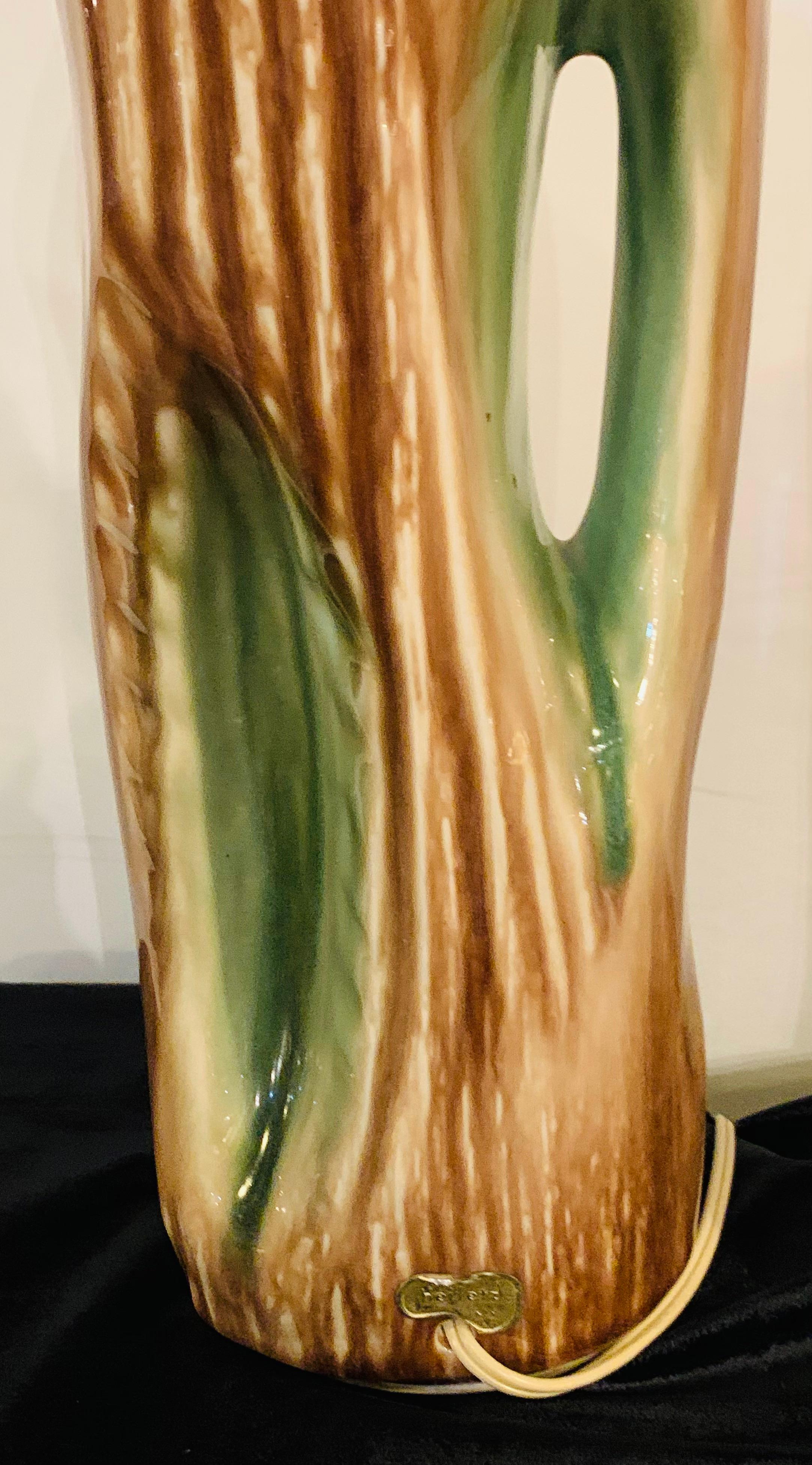 Yasha Heifetz Mid-Century Modern Ceramic Tree Trunk Table Lamp, a Pair 6