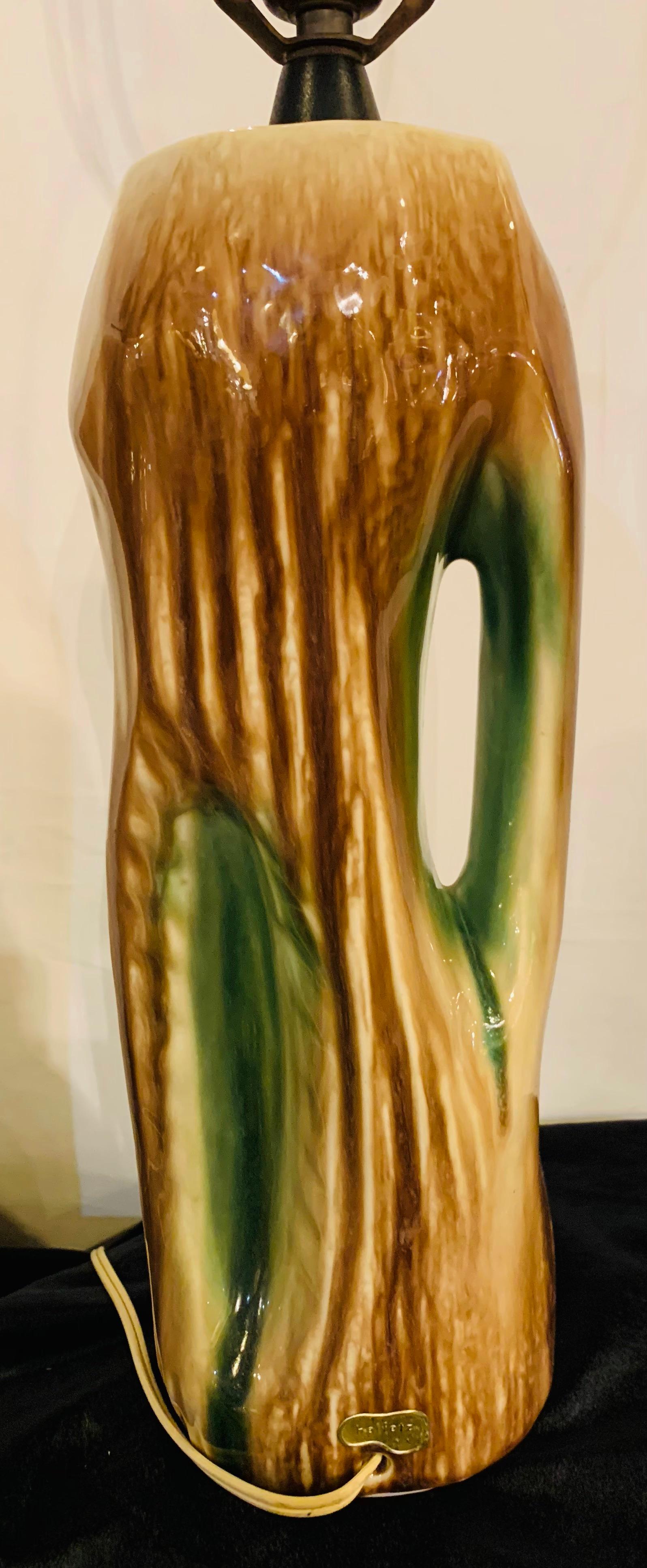 Yasha Heifetz Mid-Century Modern Ceramic Tree Trunk Table Lamp, a Pair 11