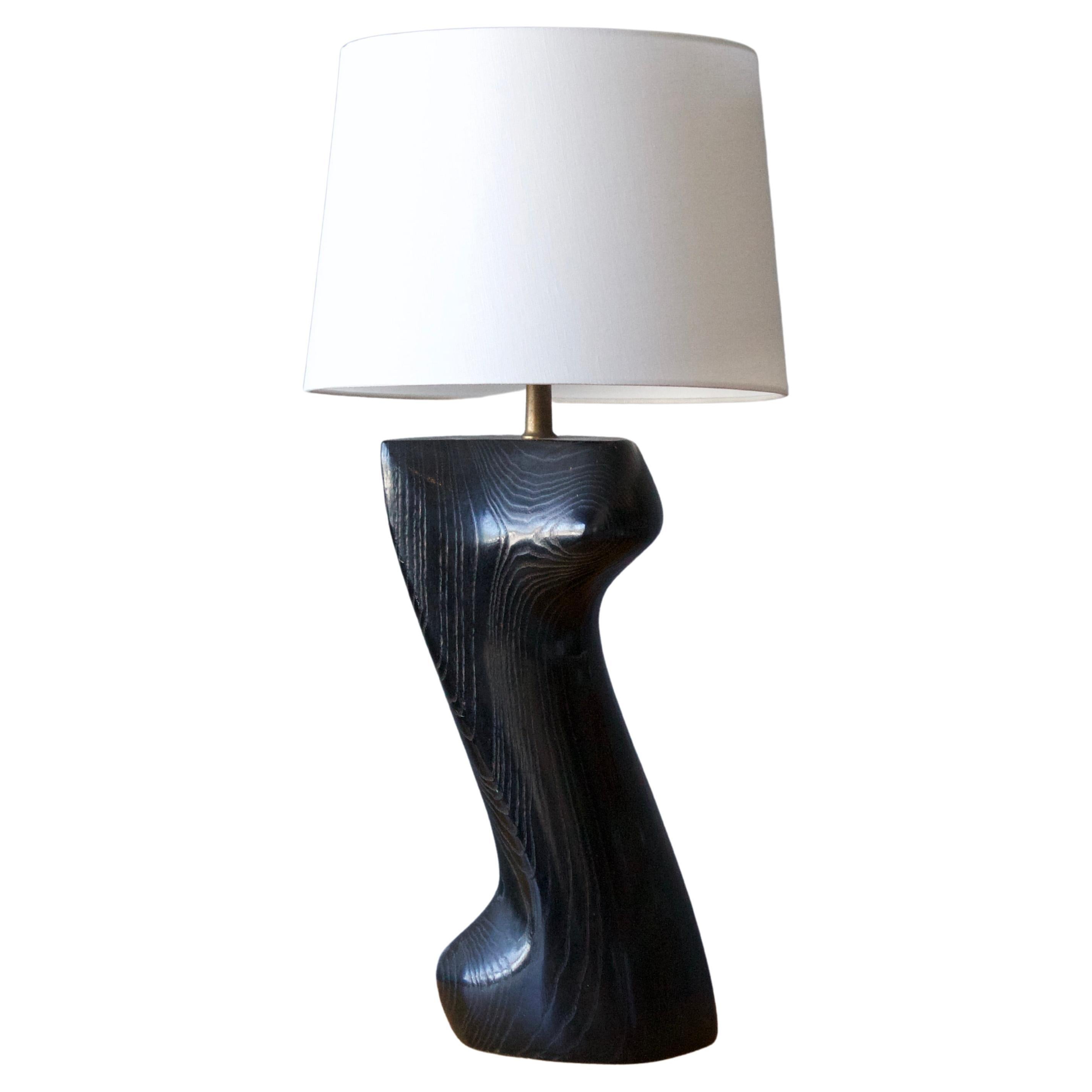 Yasha Heifetz, Organic Table Lamp, Solid Black Cerused Oak, Metal, USA, 1950s