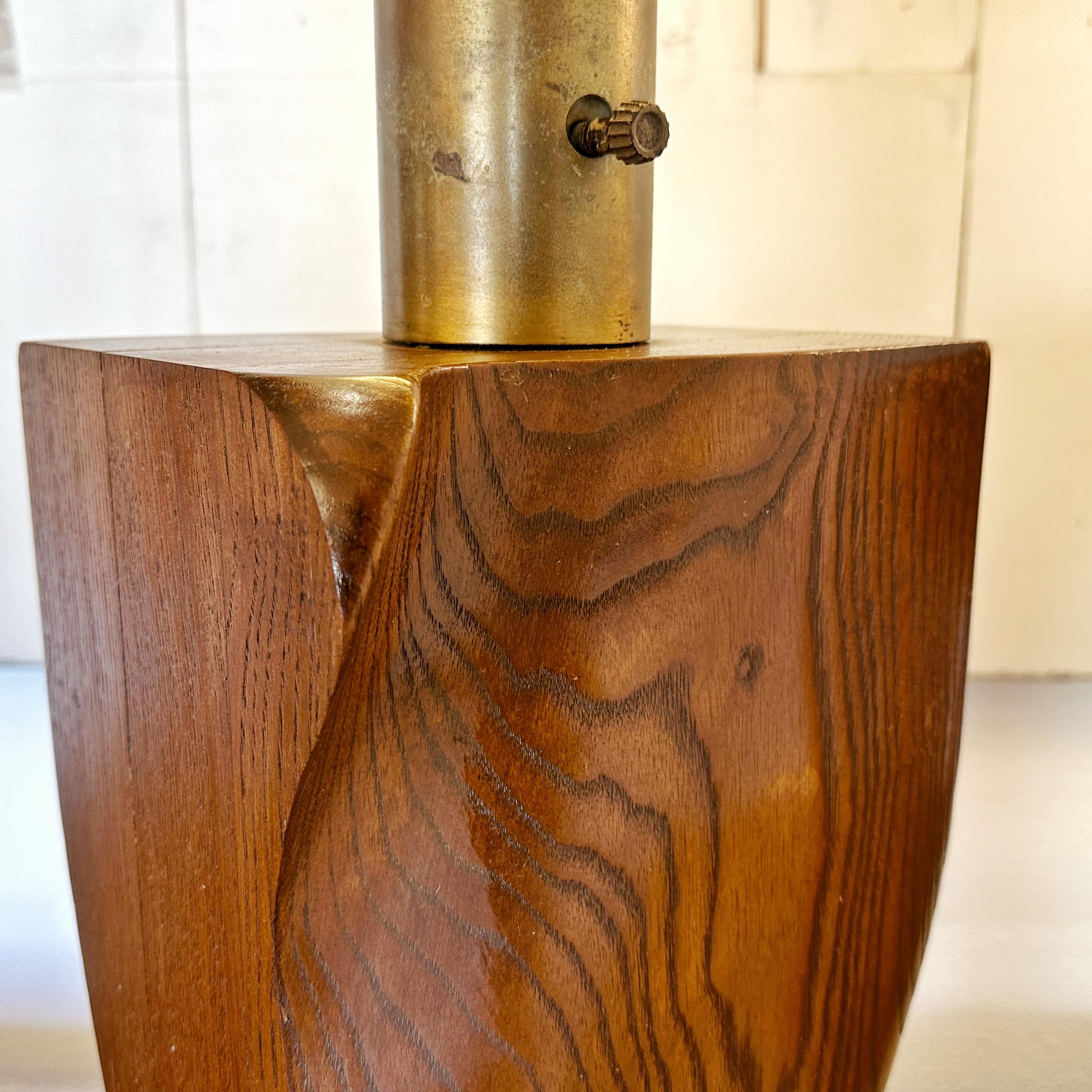 Carved Yasha Heifetz Pair Sculptural Walnut Table Lamps, ca late 1940s / early 50s