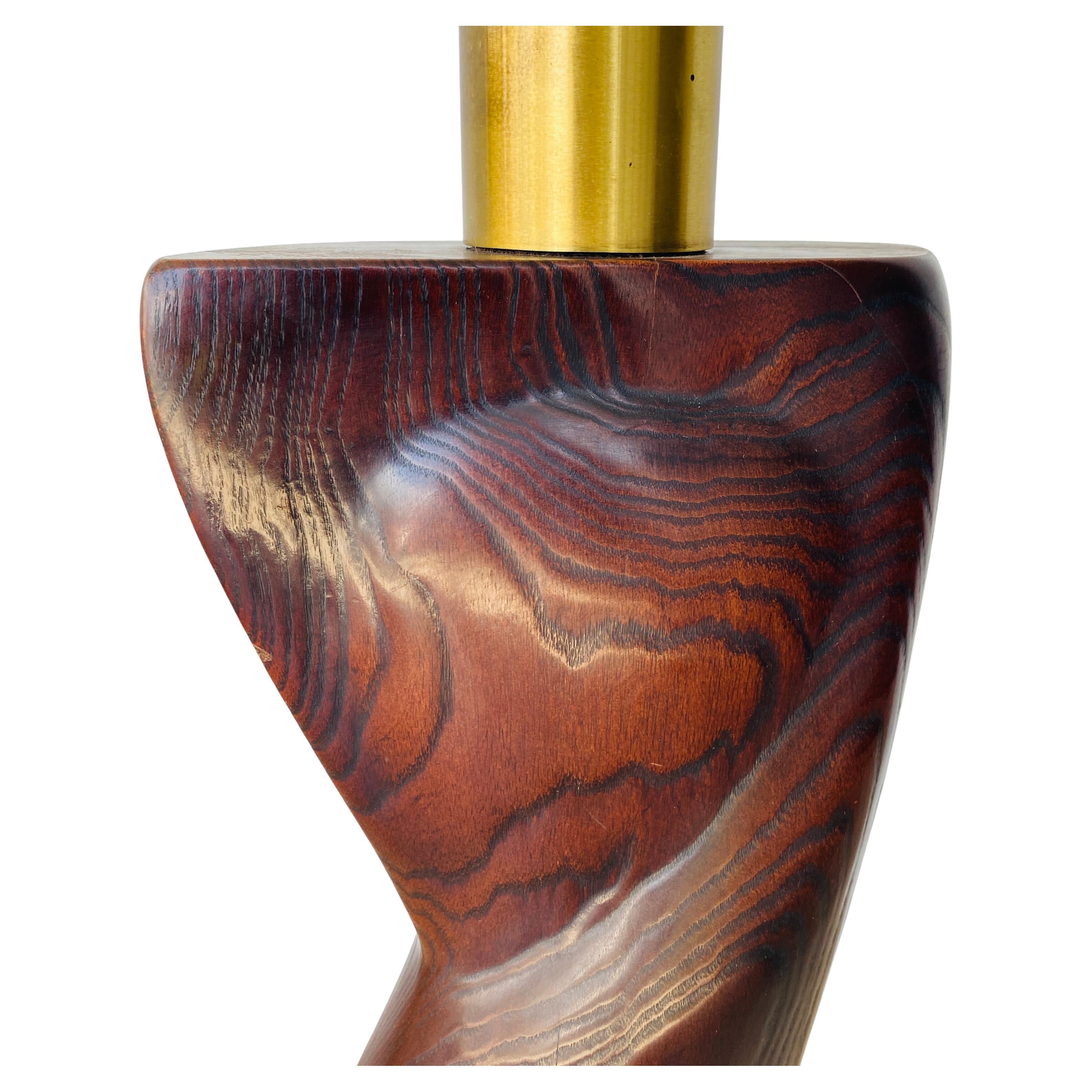 Mid-Century Modern Yasha Heifetz Table Lamp Biomorphic Carved Solid Oak 1950s For Sale
