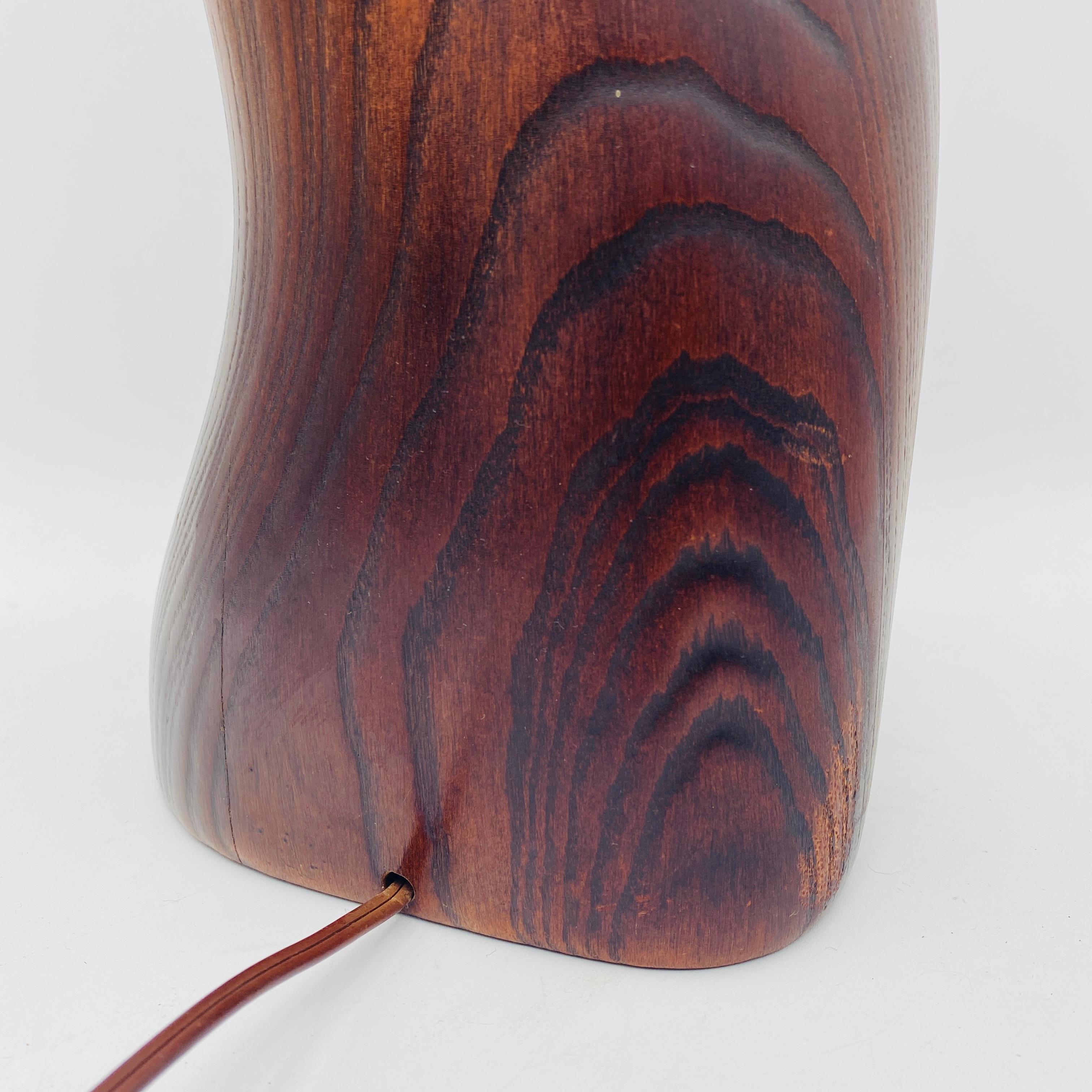 Mid-20th Century Yasha Heifetz Table Lamp Biomorphic Carved Solid Oak 1950s For Sale