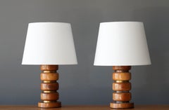 Yasha Heifetz, Table Lamps, Turned Wood, Brass, America, 1950s