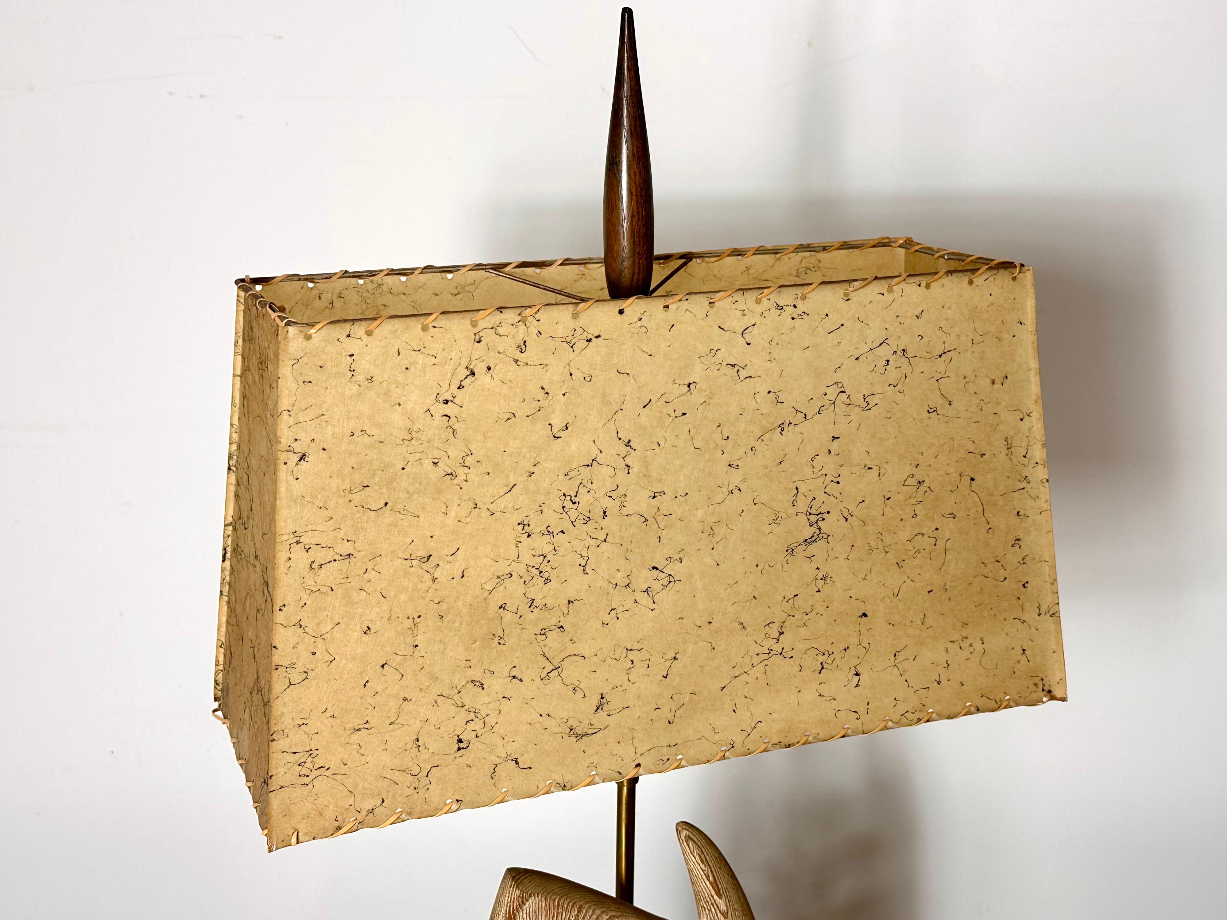 Yasha Heifetz The Puppy Cerused Oak Abstract Modernist Table Lamp USA 1950s For Sale 4