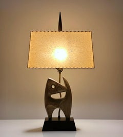 Lampada da tavolo modernista astratta in Oak Oak cerato Yasha Heifetz 1950s