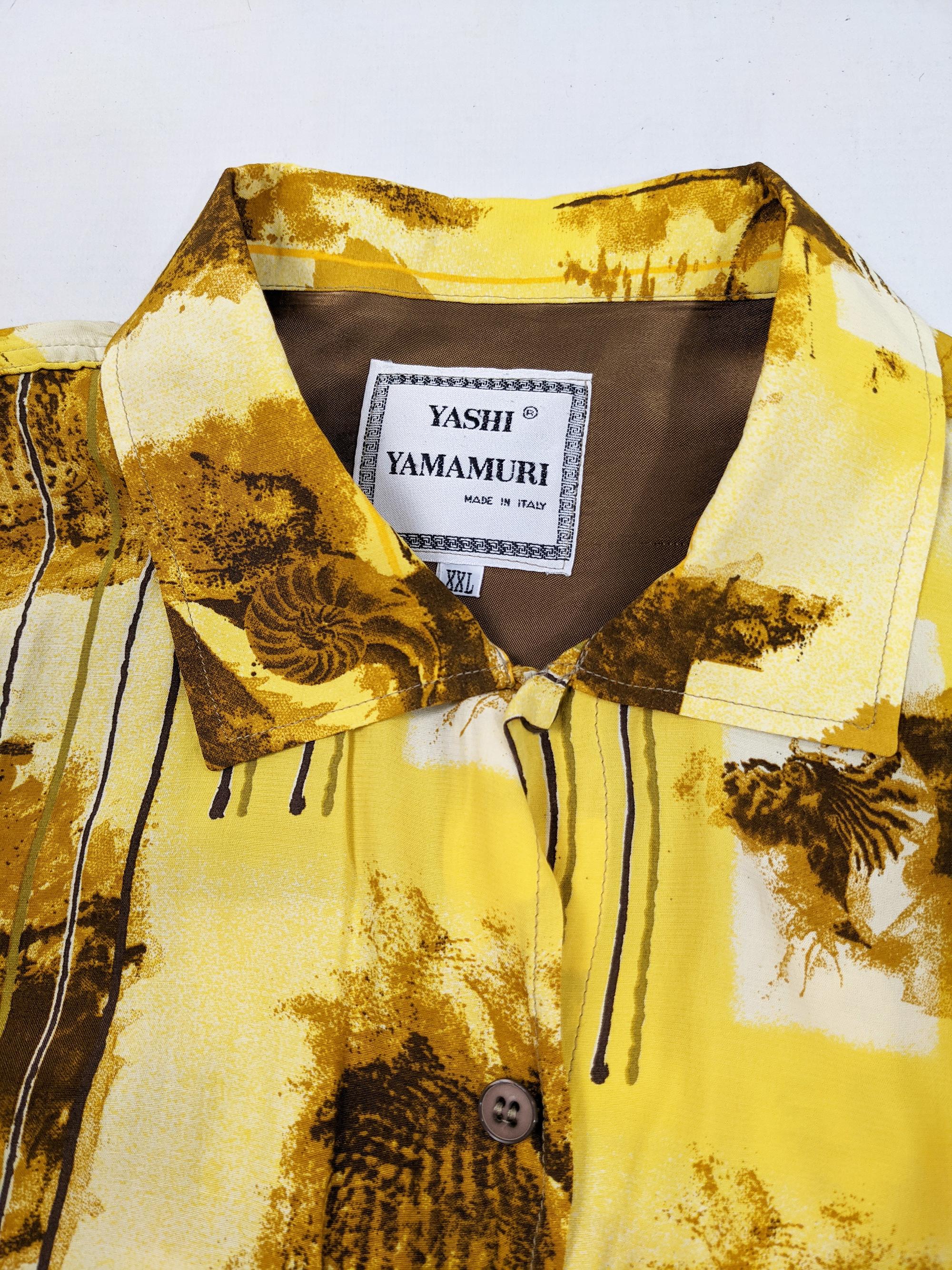 Orange Yashi Yamamuri Vintage Mens Hawaiian Shirt, 1980s