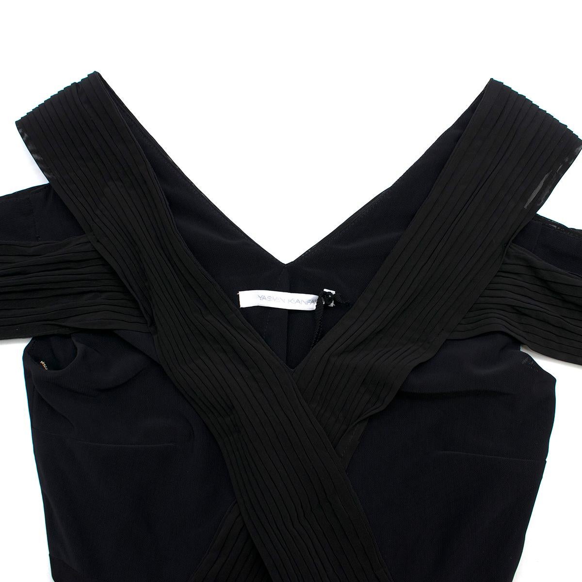 Women's Yasmin Kianfar Black Pleated Panel Cold-Shoulder Dress SIZE US 4 For Sale
