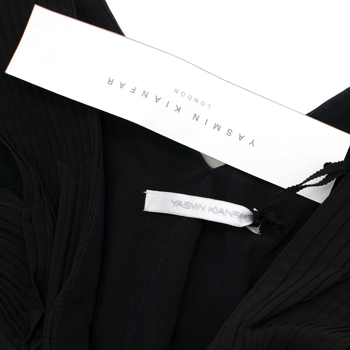 Yasmin Kianfar Black Pleated Panel Cold-Shoulder Dress SIZE US 4 For Sale 1