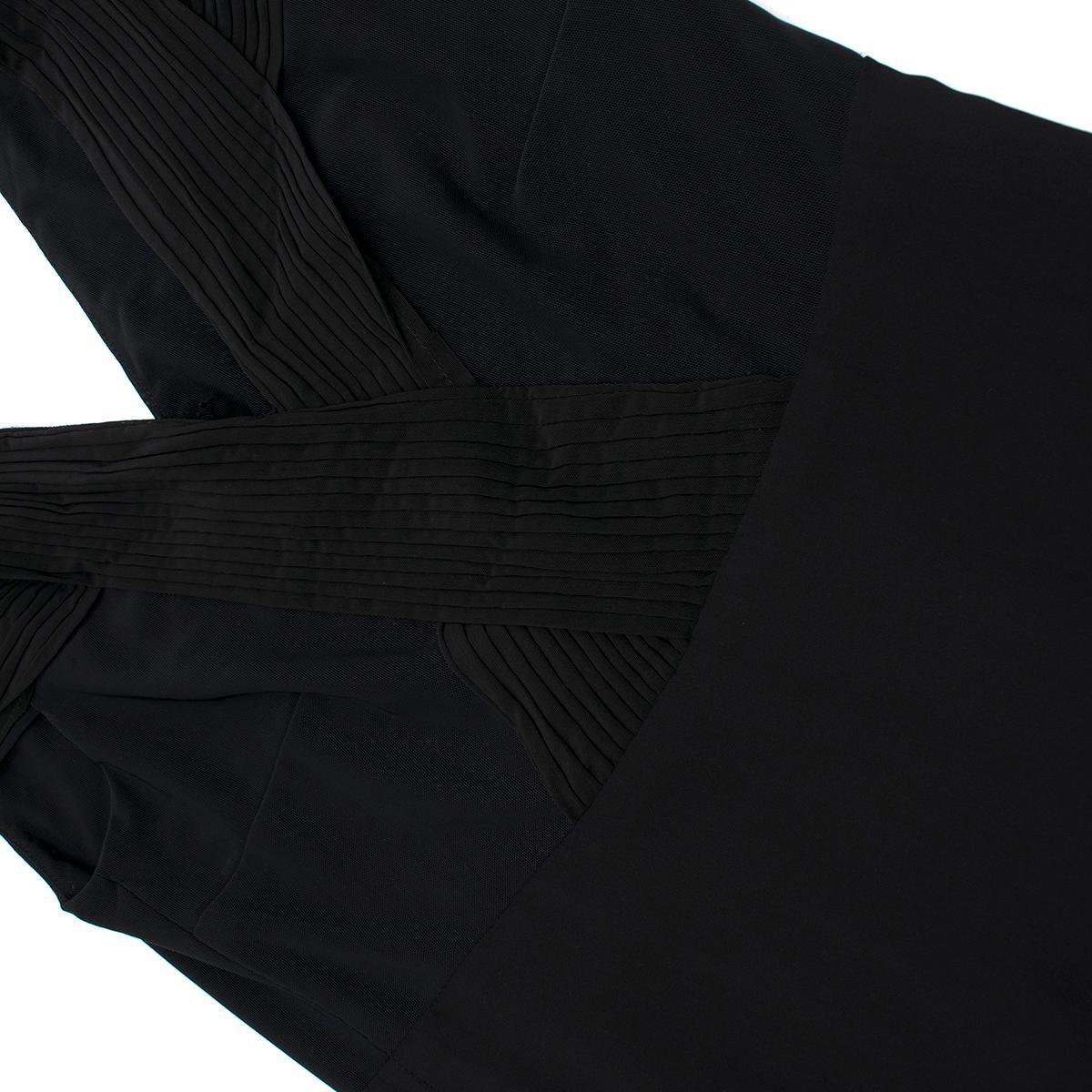 Yasmin Kianfar Black Pleated Panel Cold-Shoulder Dress SIZE US 4 For Sale 2