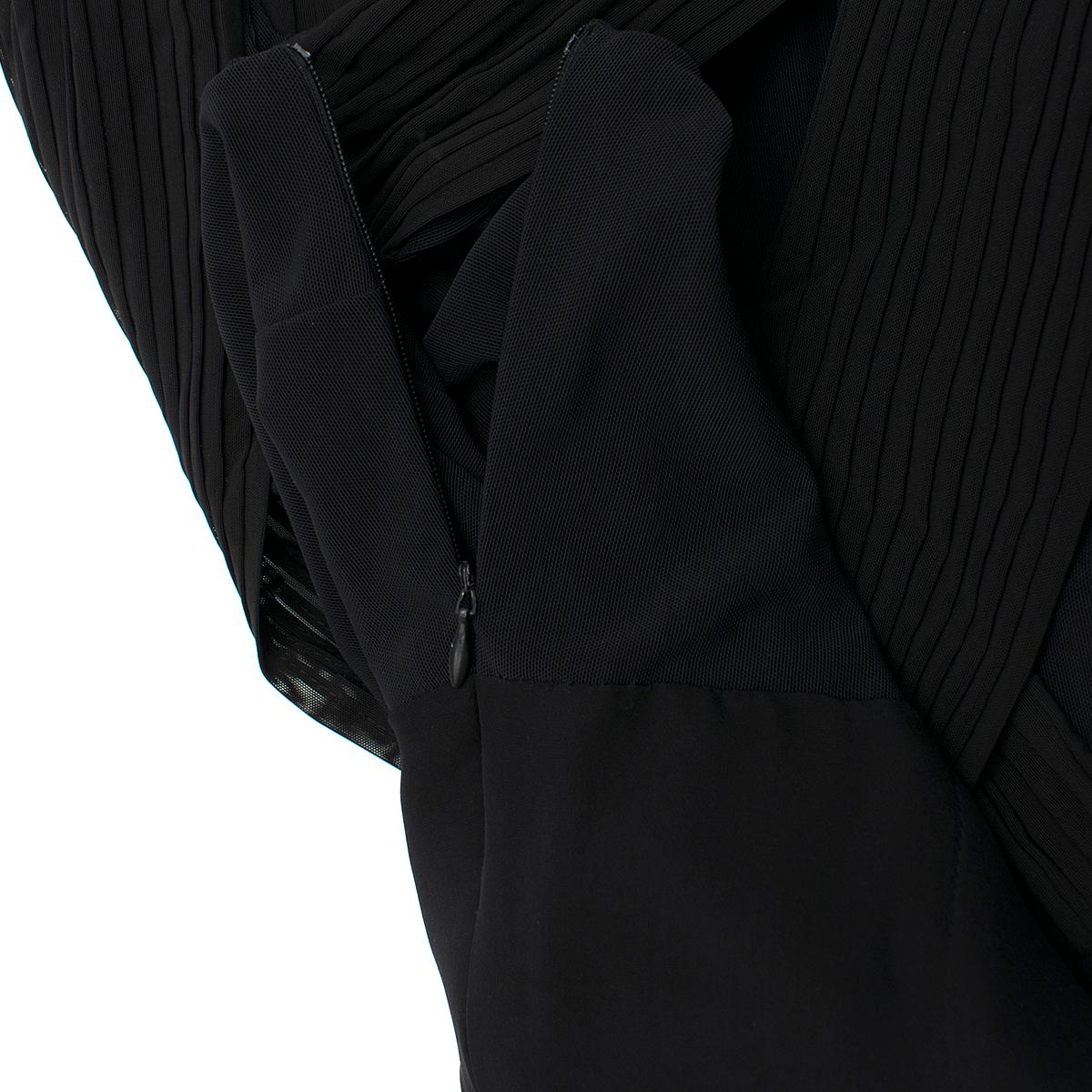 Yasmin Kianfar Black Pleated Panel Cold-Shoulder Dress SIZE US 4 For Sale 4