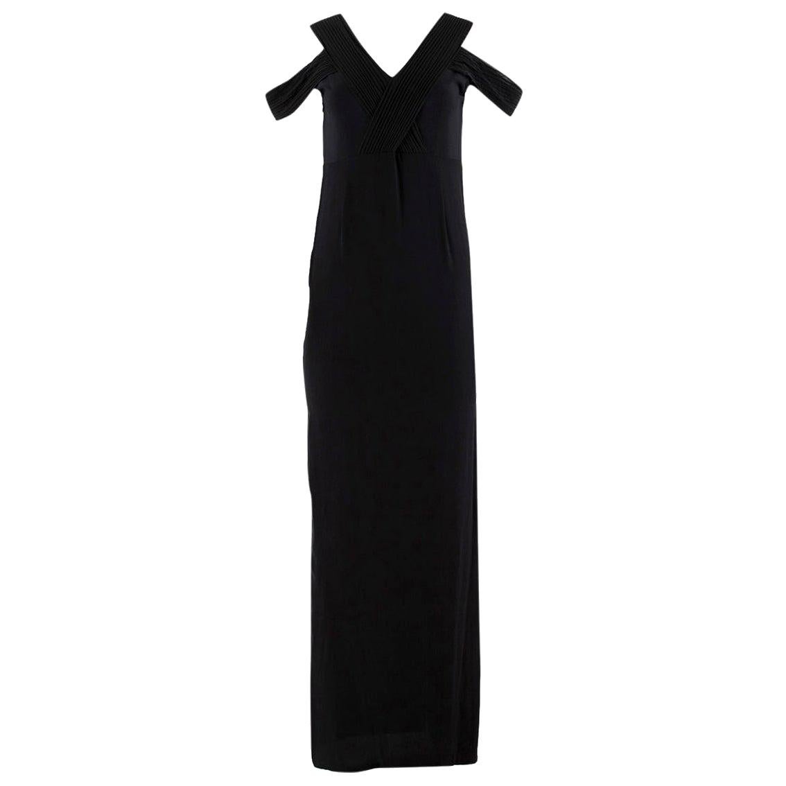 Yasmin Kianfar Black Pleated Panel Cold-Shoulder Dress SIZE US 4 For Sale