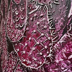 "Prickly Pear Ears II" Peinture abstraite 39" x 39" pouces par YASMINE HASSAN