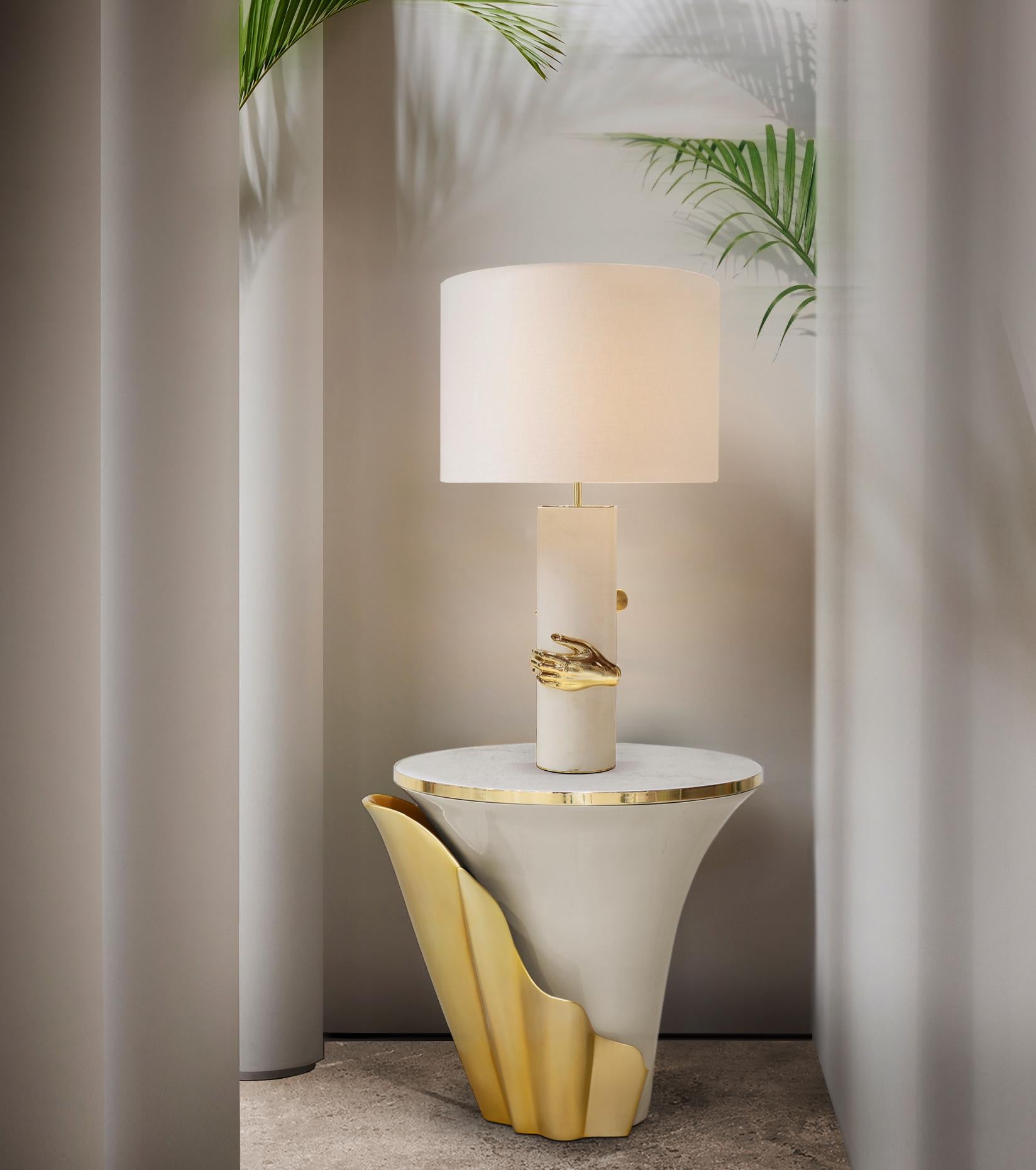 Hand-Painted Yasmine Mother Of Pearl Side Table For Sale