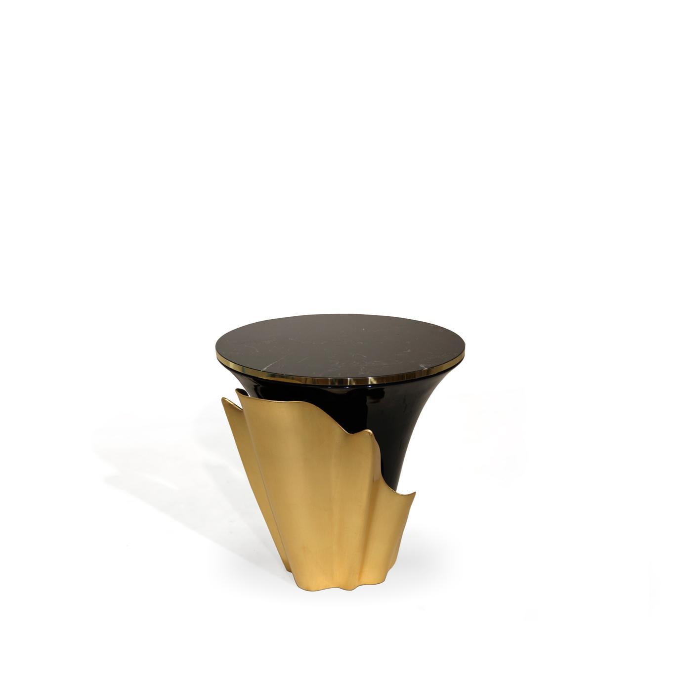 Portuguese Yasmine Polished Brass Side Table For Sale