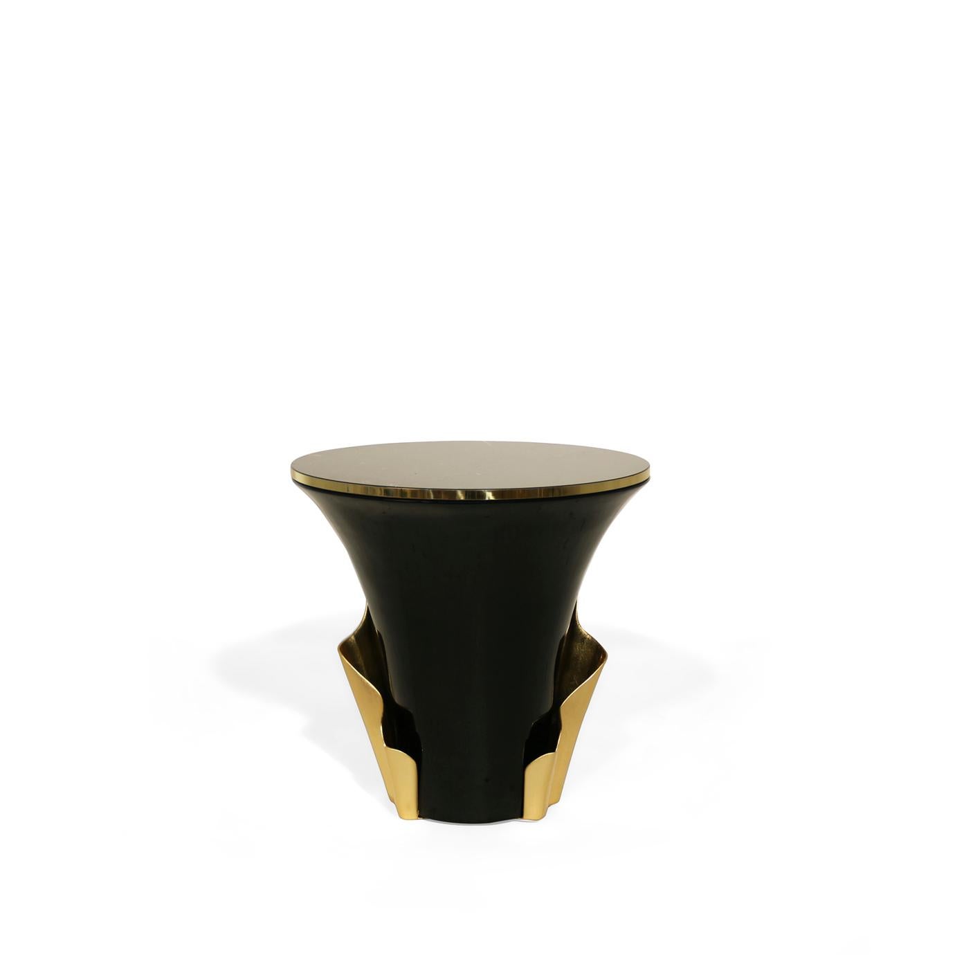 Hand-Crafted Yasmine Polished Brass Side Table For Sale