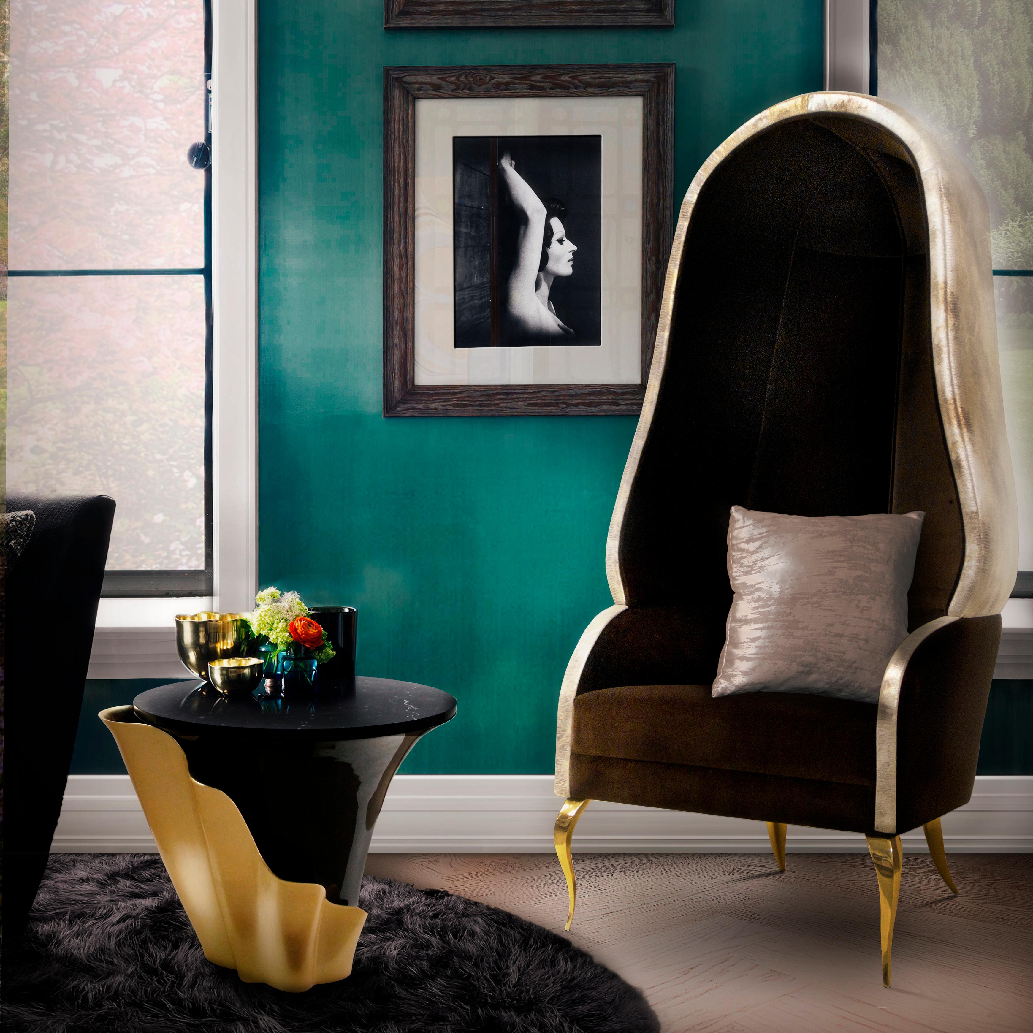 Laiton Table d'appoint ronde en yasmine (en stock) en vente